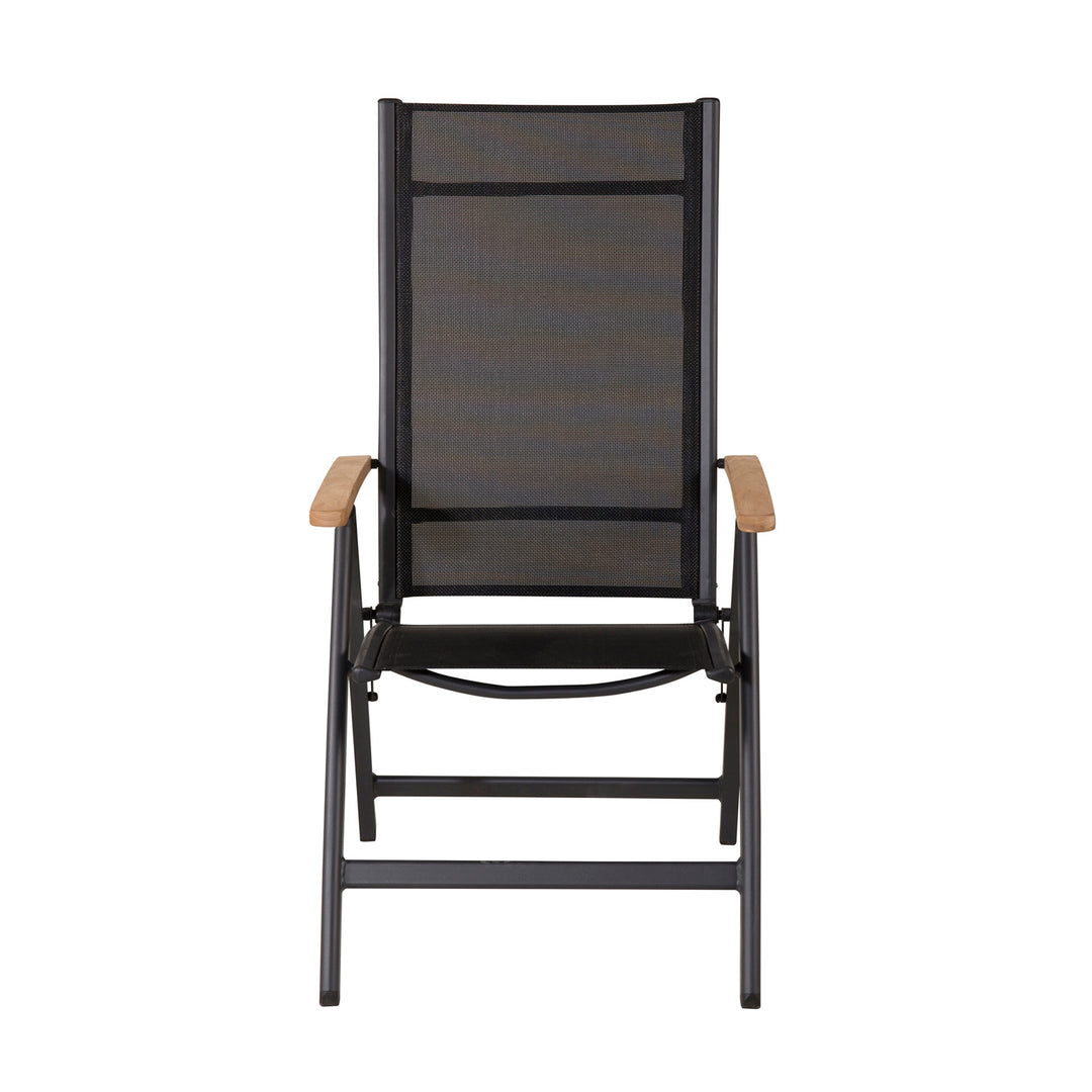 VENTURE DESIGN Panama Light 5 pos. havestol m. armlæn sort textilene og aluminium natur teaktræ