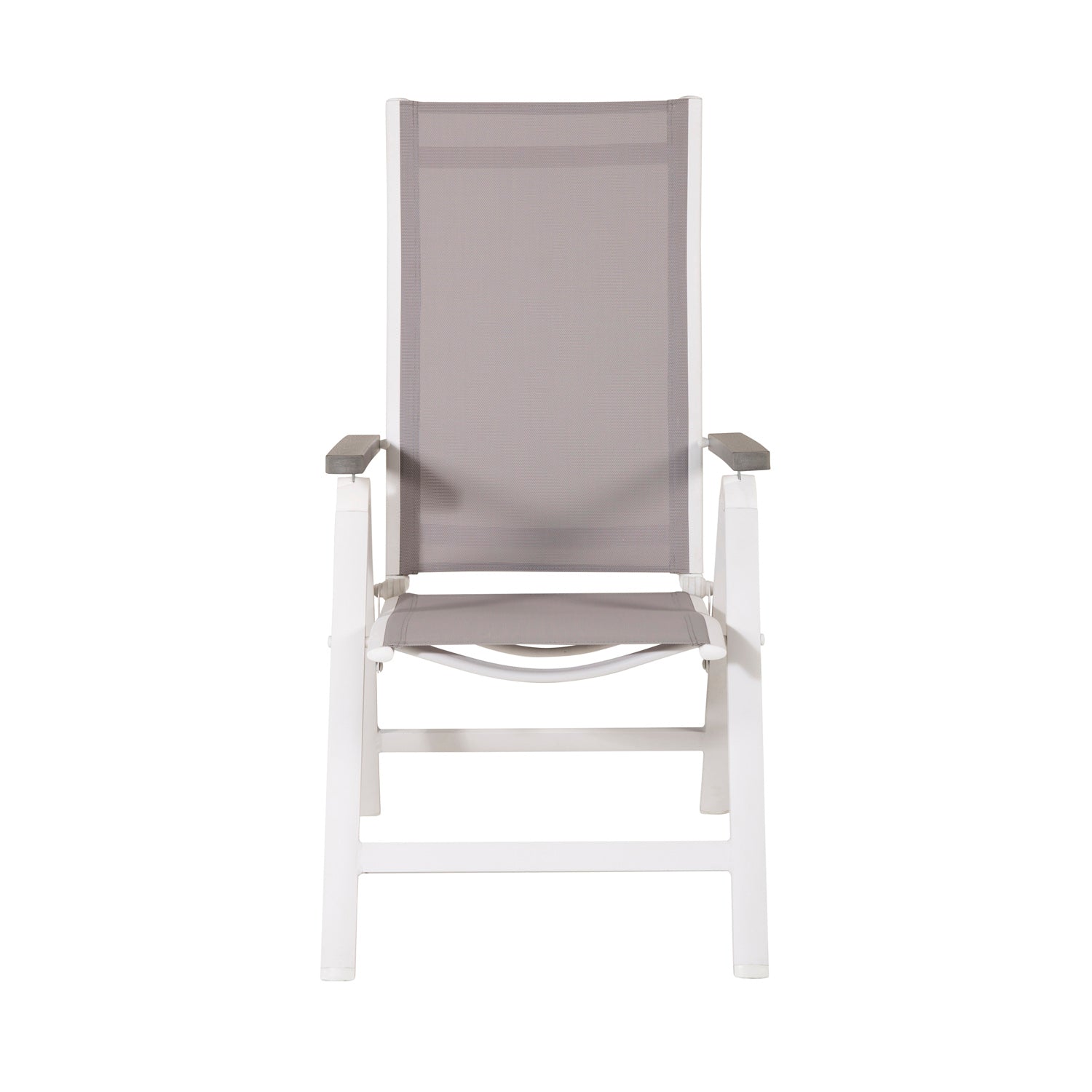 Produktbillede af VENTURE DESIGN Albany Light 5 pos. havestol m. armlæn grå textilene og aintwood hvid aluminium i premium kvalitet