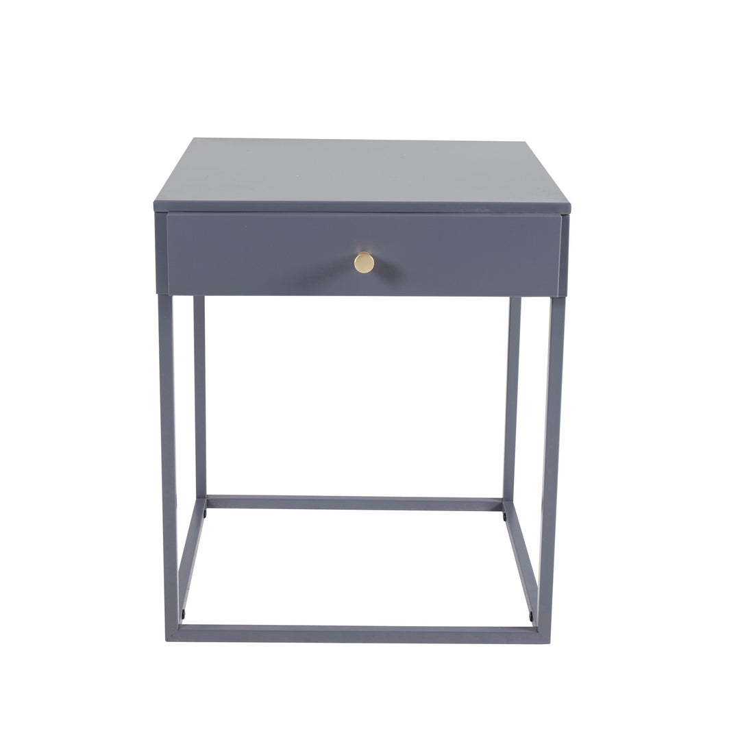 VENTURE DESIGN Bakal sengebord m. 1 skuffe lysegrå stål 43x41