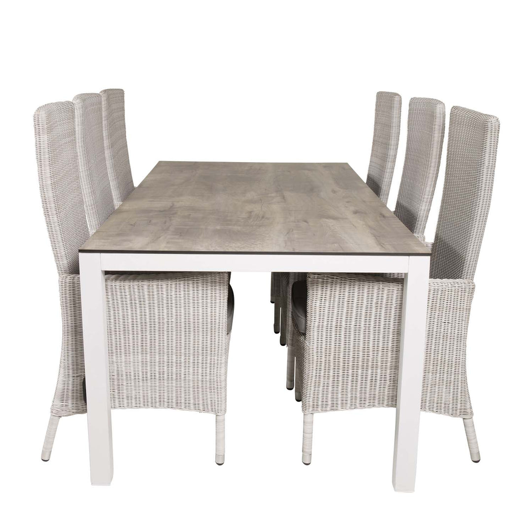 VENTURE DESIGN rektangulær Llama havebord grå HPL og hvid aluminium 205x100