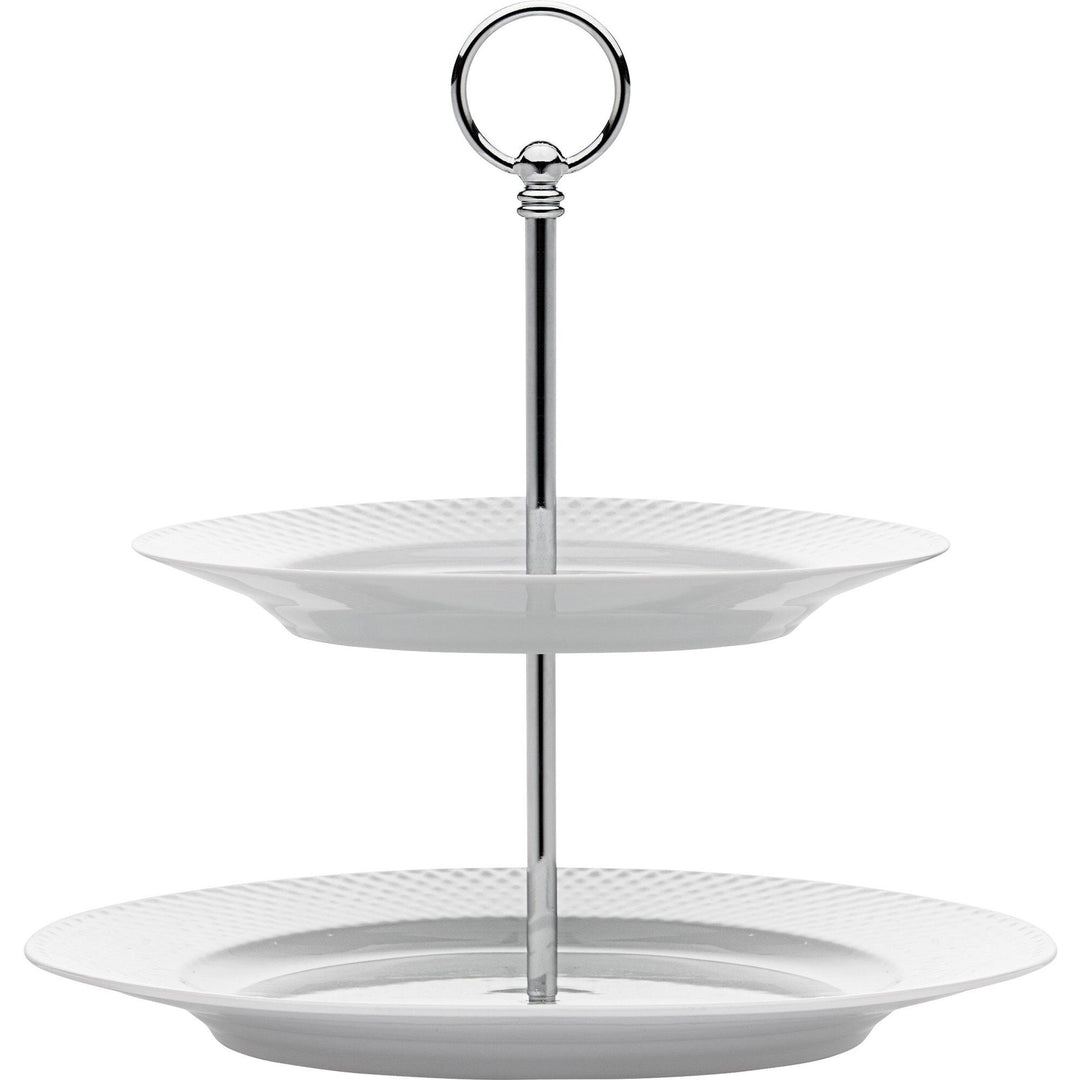 Lyngby porcelæn Lyngby porcelæn Rhombe kagefad, hvid, 27 cm – billede i brug (Kagefad)