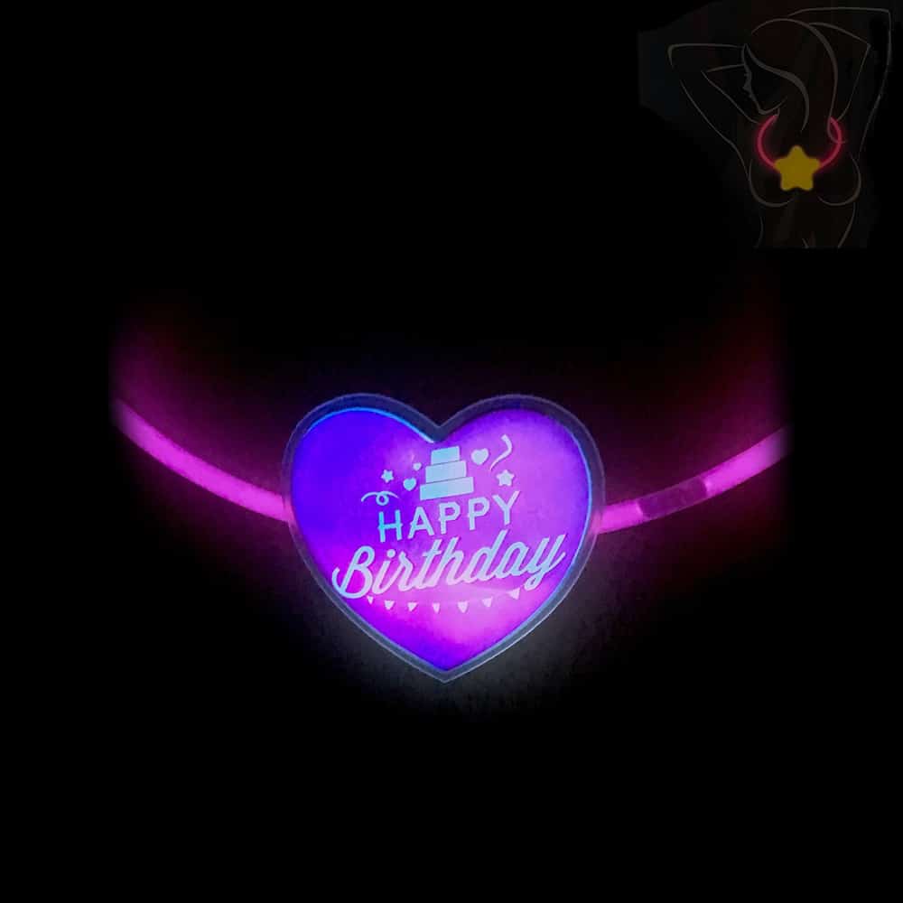 Produktbillede af Halskæde m/hjerte- Selvlysende glow stick 2 modeller Happy Birthday gul på tilbud