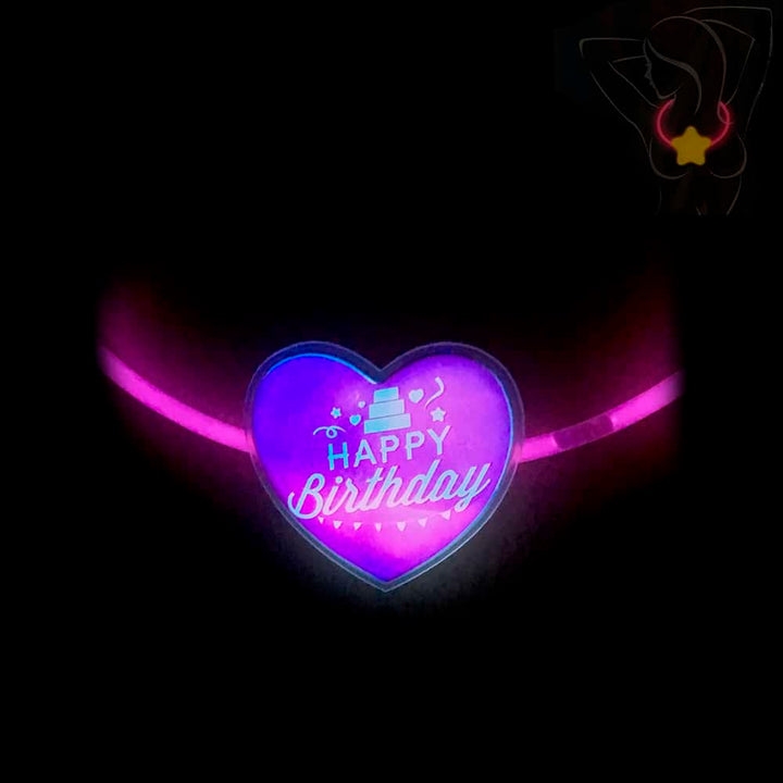 Produktbillede af Halskæde m/hjerte- Selvlysende glow stick 2 modeller Happy Birthday gul på tilbud