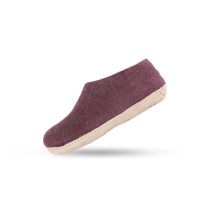 Uldhjemmesko (100% ren uld) m/sål i skind Dansk Design fra SHUS lilla / 40