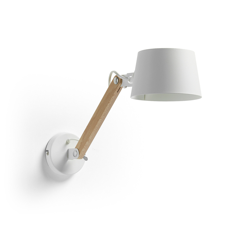 KAVE HOME Move væglampe hvid/natur metal/træ