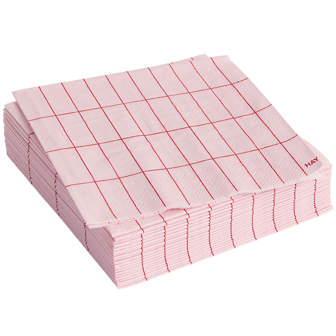 Hay HAY Pattern Cocktailservietter Pink Red Grid 20 stk. ❤ produktbillede (Serviet)