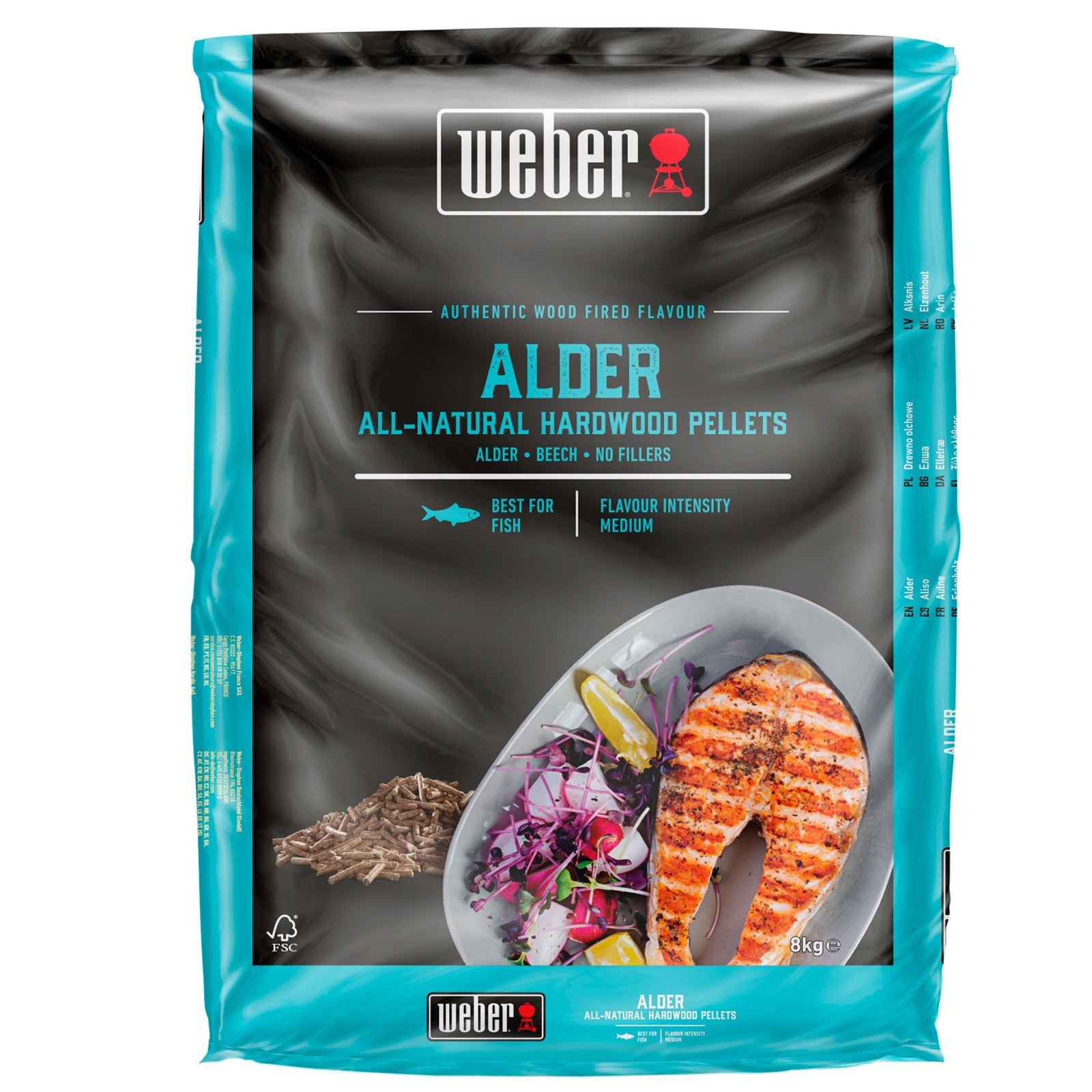 Weber Weber Træpiller - Elletræ 8 kg – vinkelbillede (Træpiller)