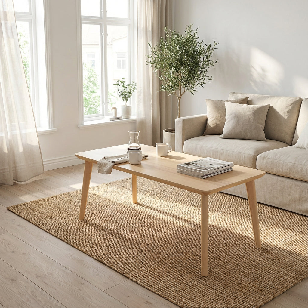 Produktbillede af CT 10 Sofabord i massiv bøg med rektangulær form og størrelse 140 x 80 cm Højde 45 cm Sæbebehandlet på tilbud i høj kvalitet