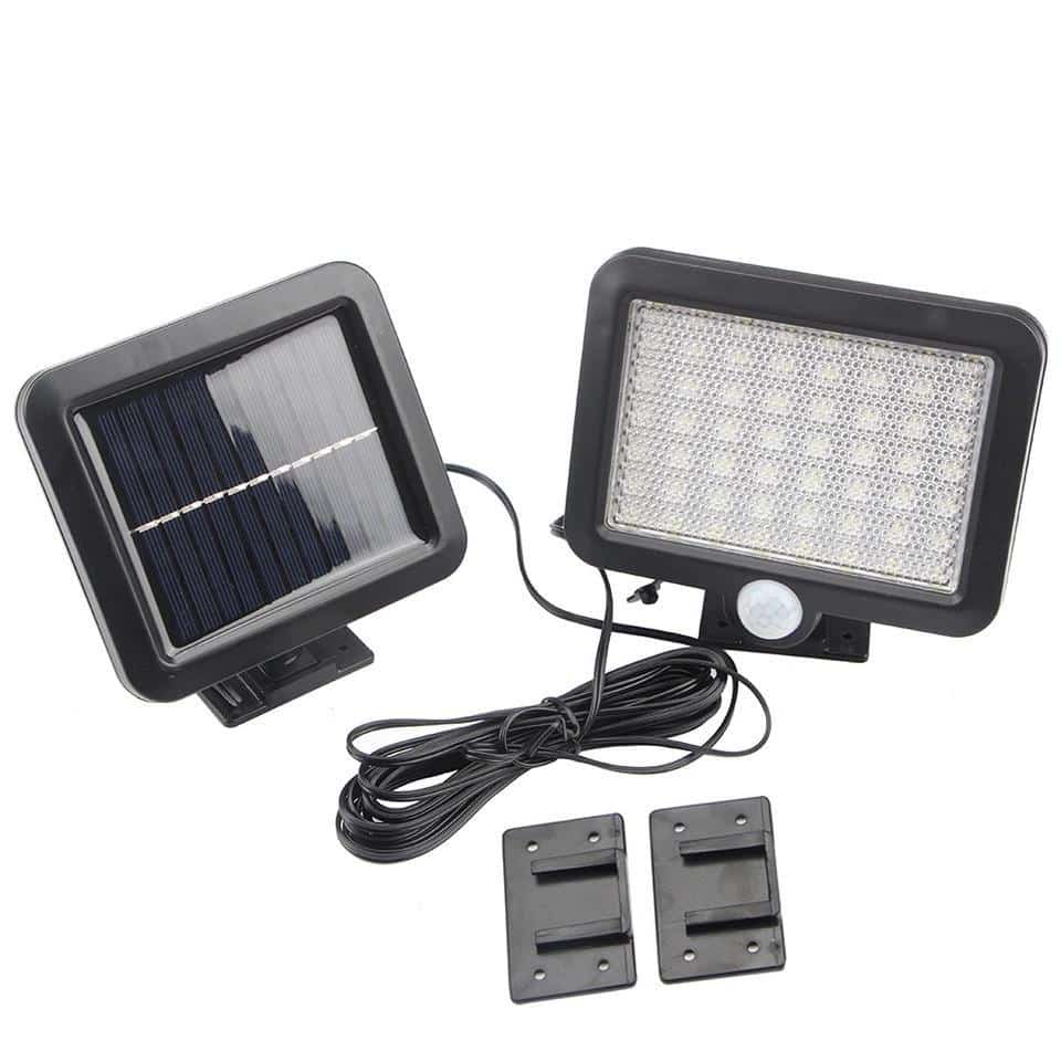 Produktbillede af Køb LED Lampe sort (firkantet) m/bevægelsessensor Solcelle/Solar på tilbud