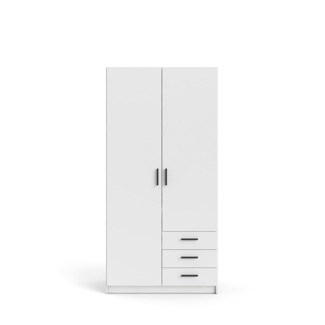 Produktbillede af TVILUM Sprint Garderobeskab 2 låger + 3 skuffer ParcelHvid Hvid i premium kvalitet