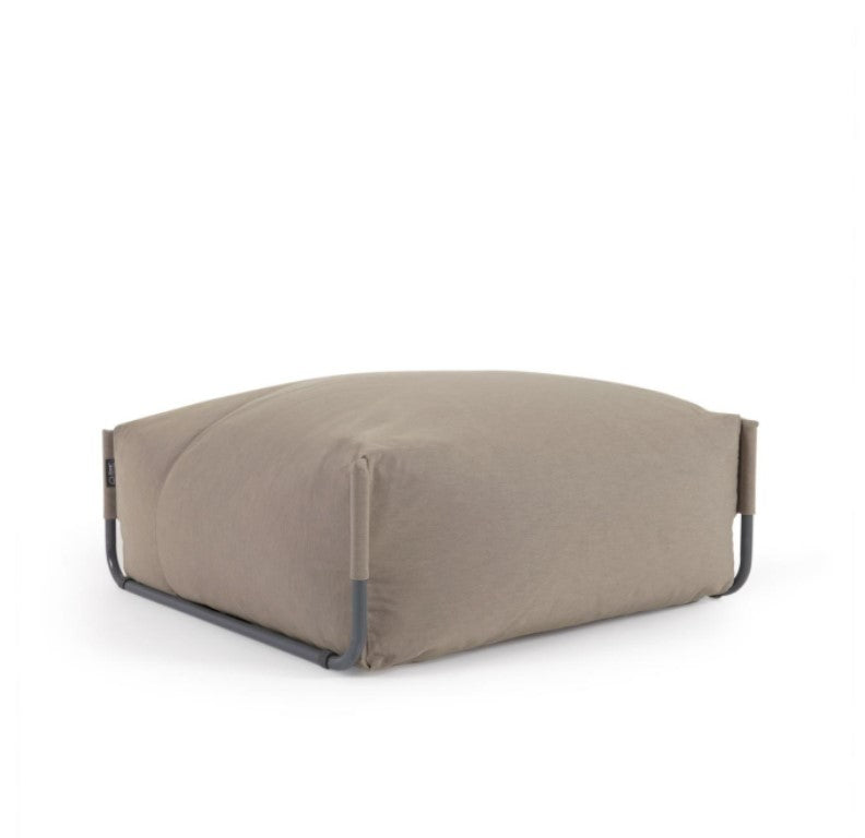 KAVE HOME Square puf modul til havesofa grøn stof og sort aluminium 101x101