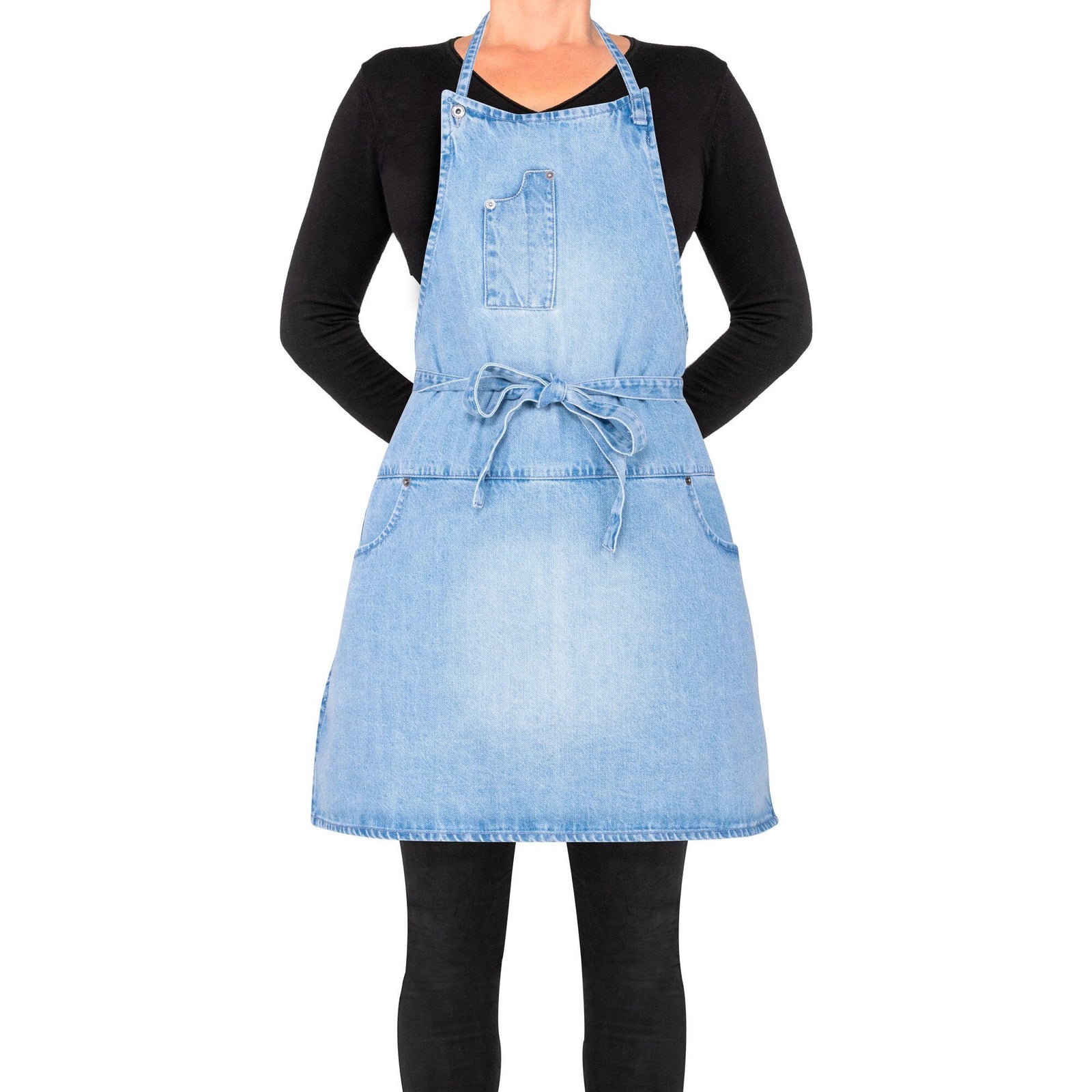 Dutchdeluxes Dutchdeluxes Five Pockets Slim Fit forklæde, washed indigo ❤ frontbillede (Forklæder)