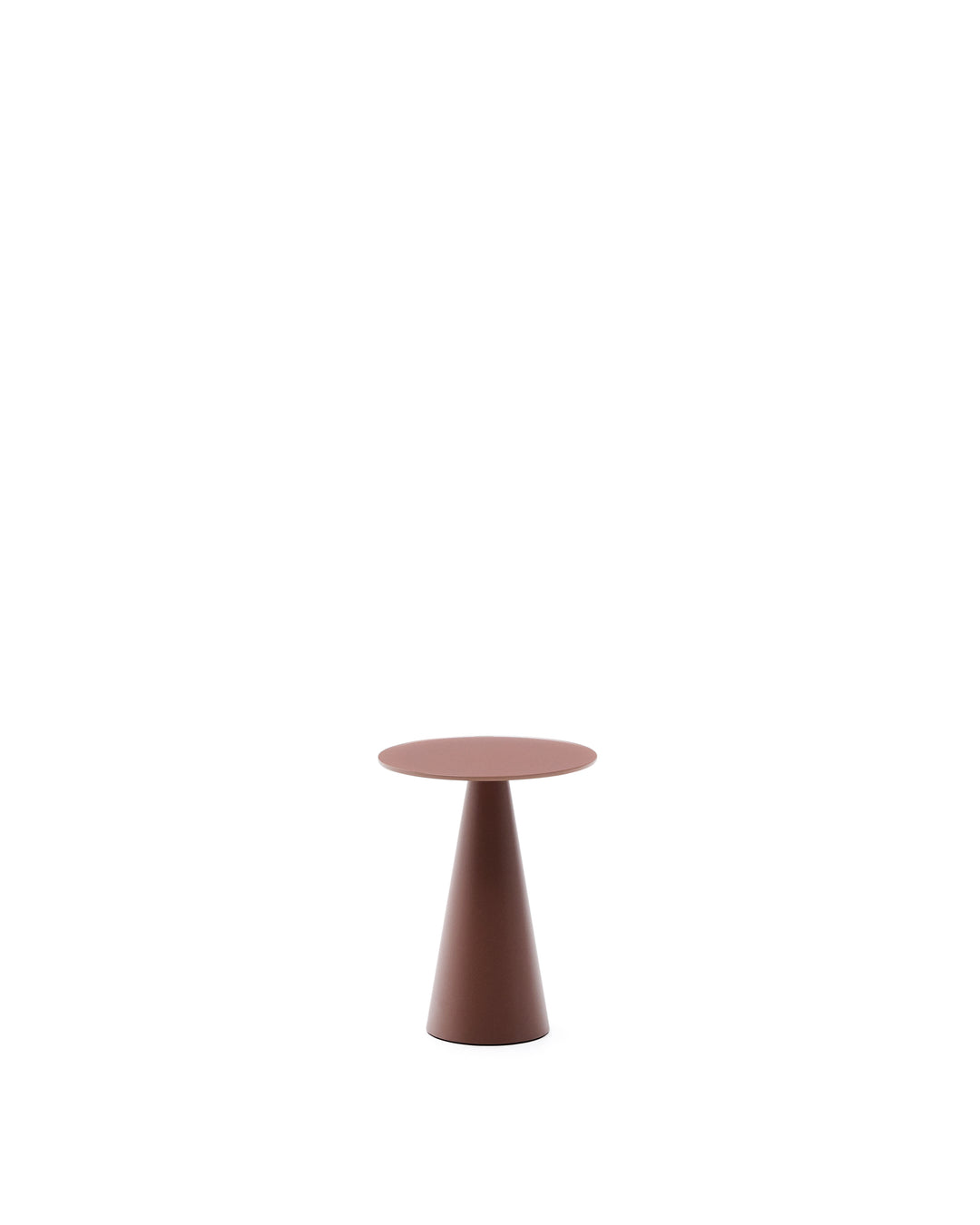 KAVE HOME Wilshire sidebord rund matteret hærdet glas og mat terracotta stål Ø30