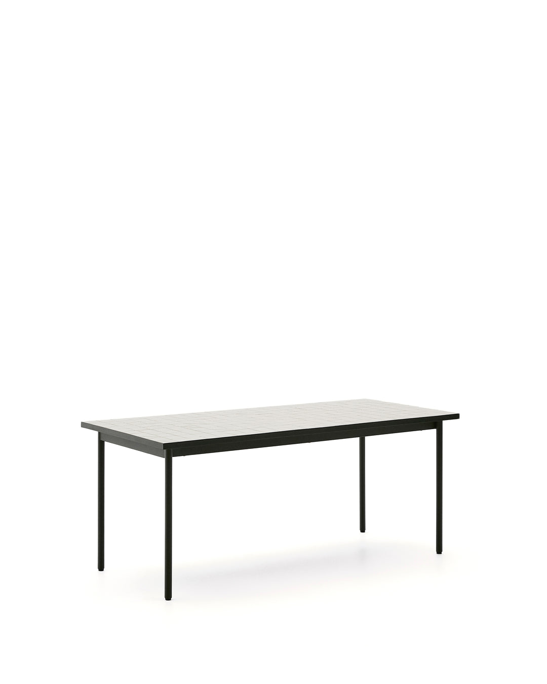 KAVE HOME Maurina havebord rektangulær ecru fliser og grøn stål 182x91