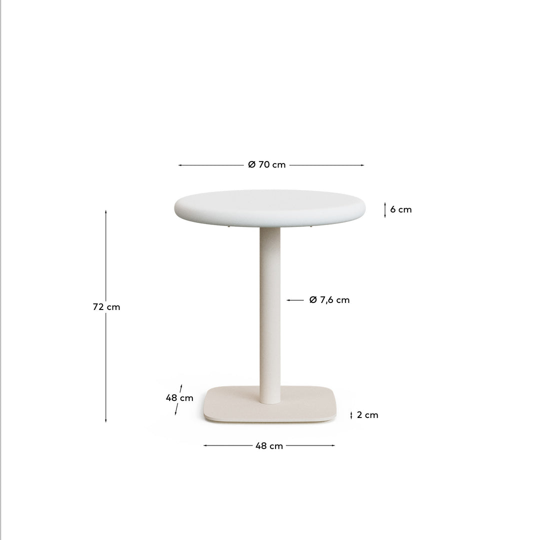 KAVE HOME Dina havebord rund hvid cement og hvid stål Ø70