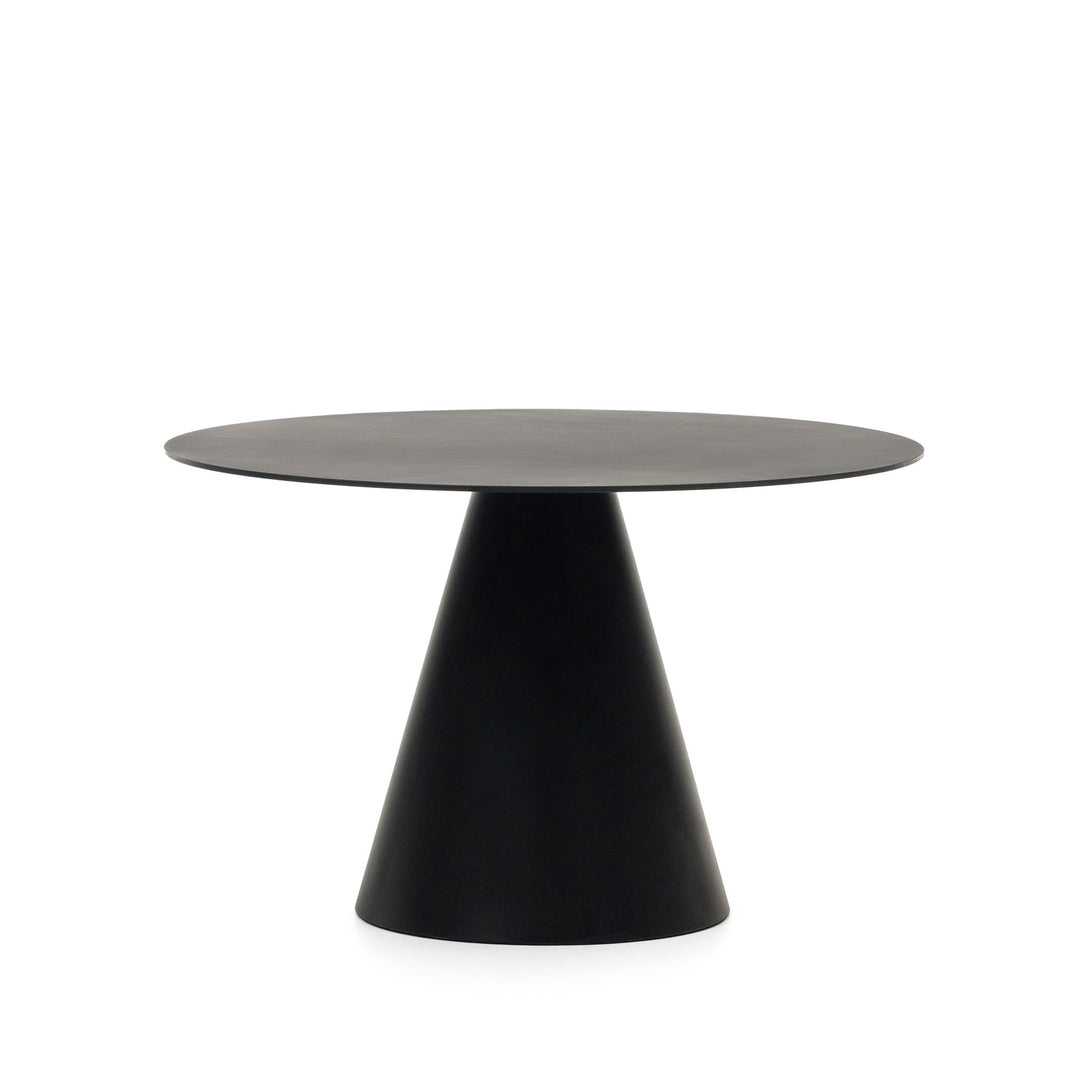 KAVE HOME Wilshire spisebord rund mat sort glas og metal Ø120