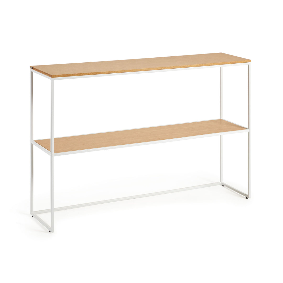 KAVE HOME Yoana konsolbord m. 1 hylde natur egetræsfinér og hvid jern 120x30