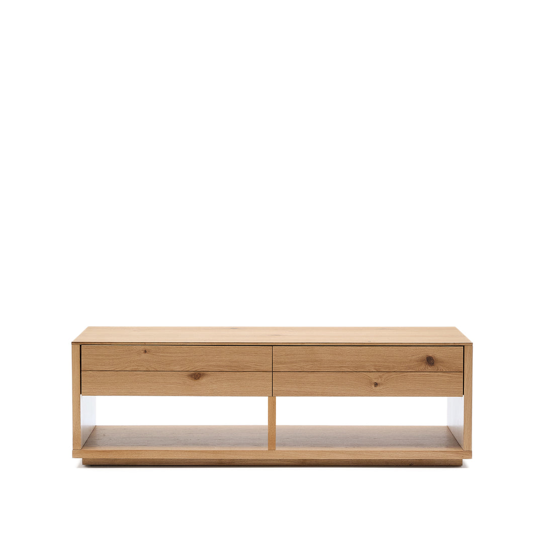 KAVE HOME Alguema sofabord m. 2 skuffer og 2 rum natur egefiner 140x60