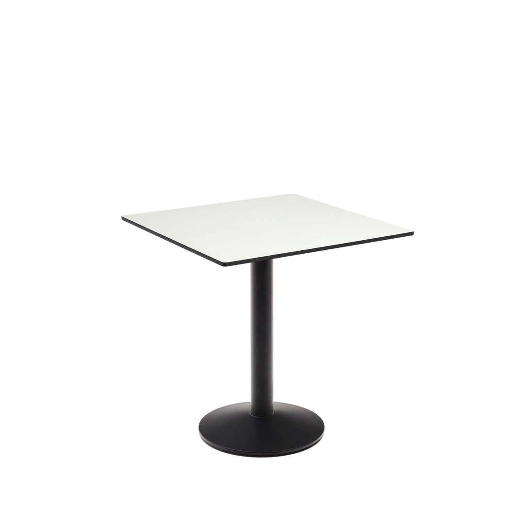 Produktbillede af KAVE HOME Esilda havebord kvadratisk hvid HPL og sort metal 70x70x70 i premium kvalitet