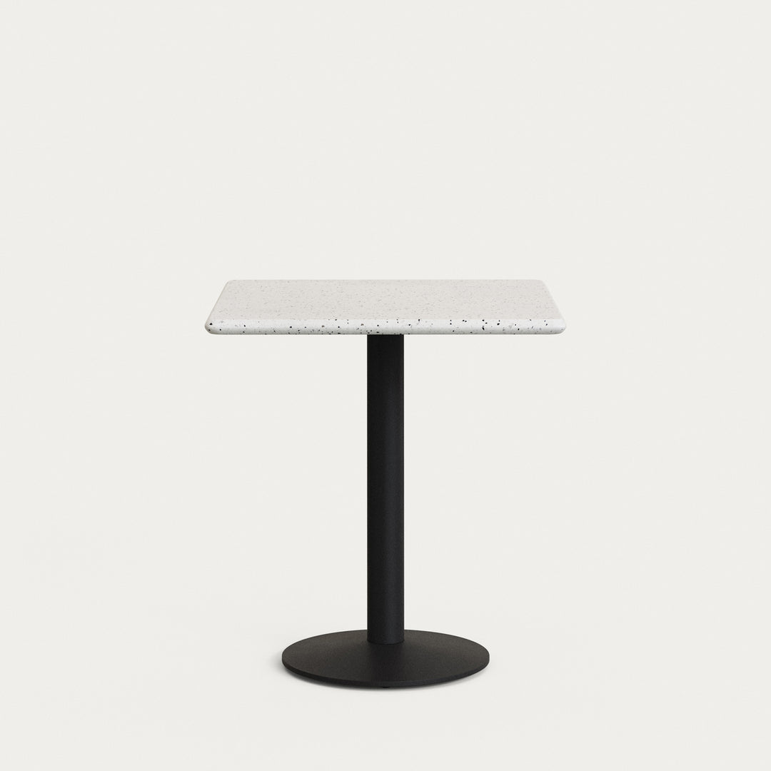Produktbillede af KAVE HOME Saura havebord kvadratisk hvid terrazzo og sort metal 70x70x75 i premium kvalitet