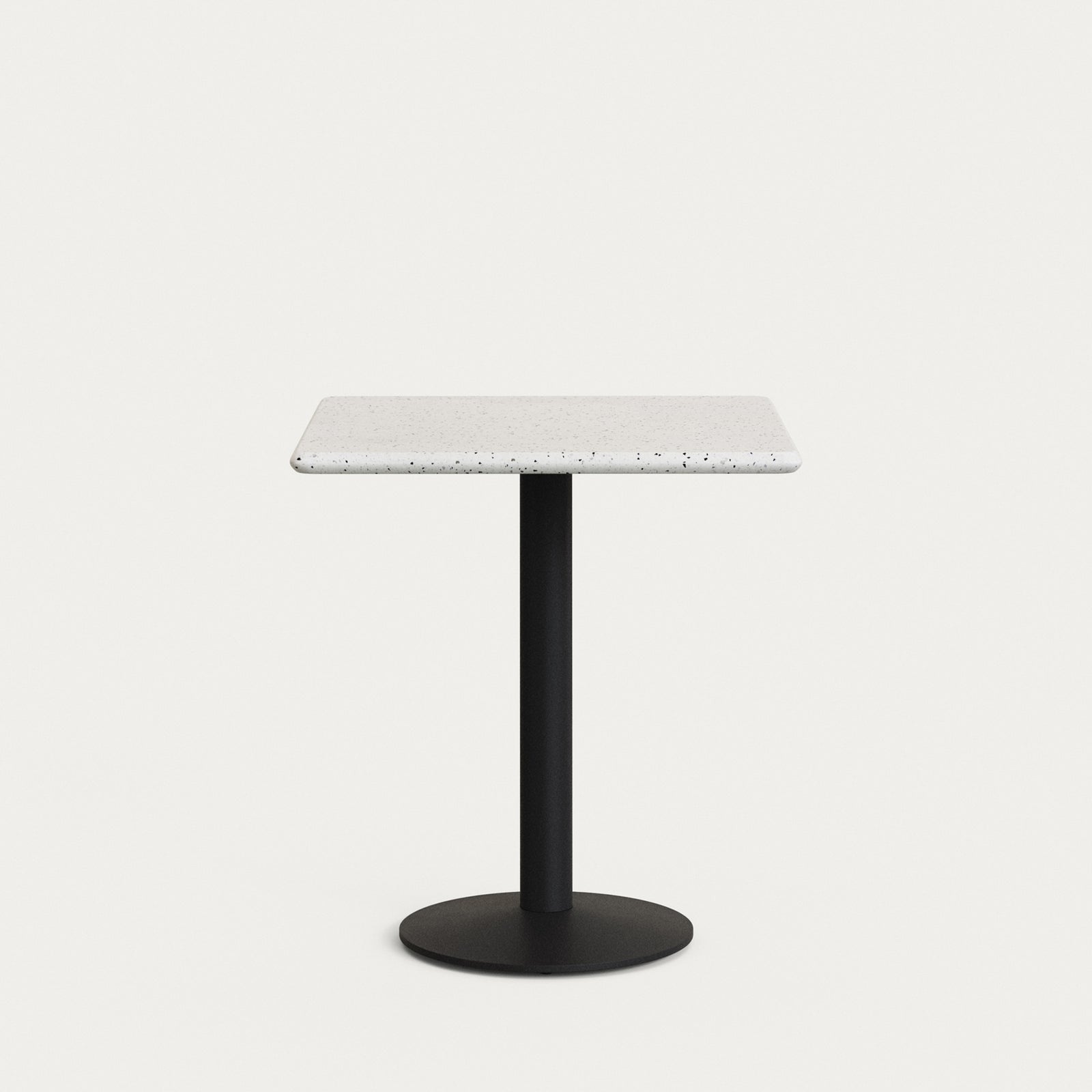 Produktbillede af KAVE HOME Saura havebord kvadratisk hvid terrazzo og sort metal 70x70x75 i premium kvalitet