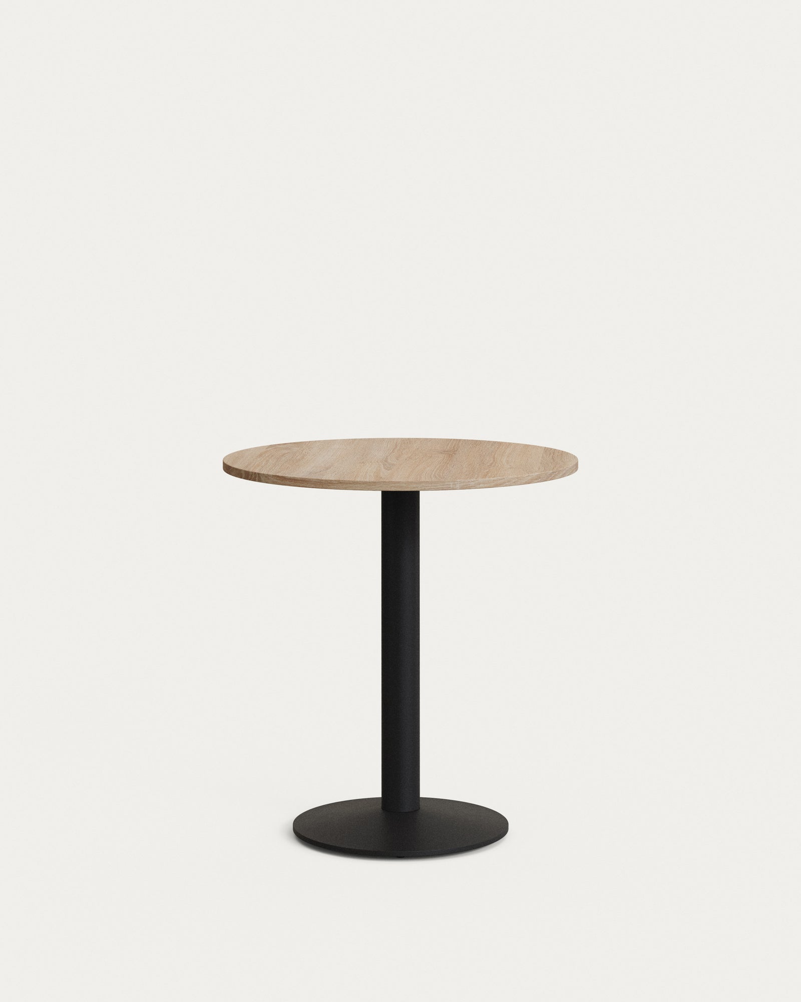Produktbillede af KAVE HOME Esilda cafébord rund naturfinish melamin og sort metal Ø70 i premium kvalitet