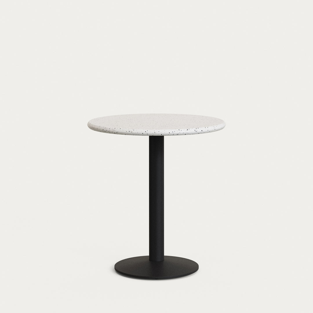 KAVE HOME Saura havebord rund hvid terrazzo og sort metal Ø70x75