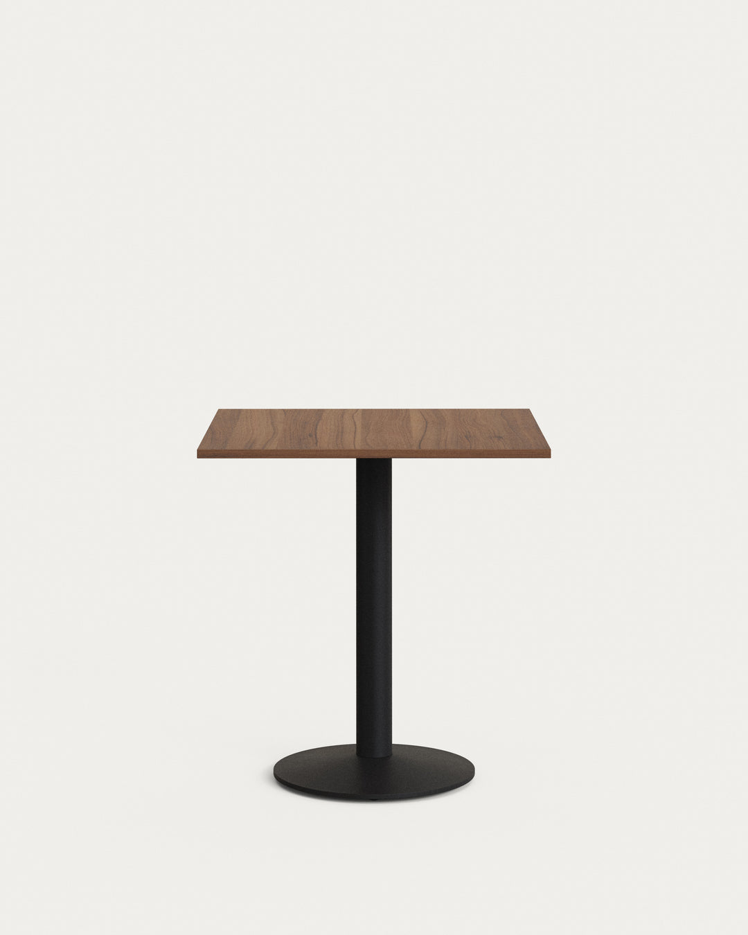 Produktbillede af KAVE HOME Esilda cafébord kvadratisk valnøddefinish melamin og sort metal 70x70 i premium kvalitet