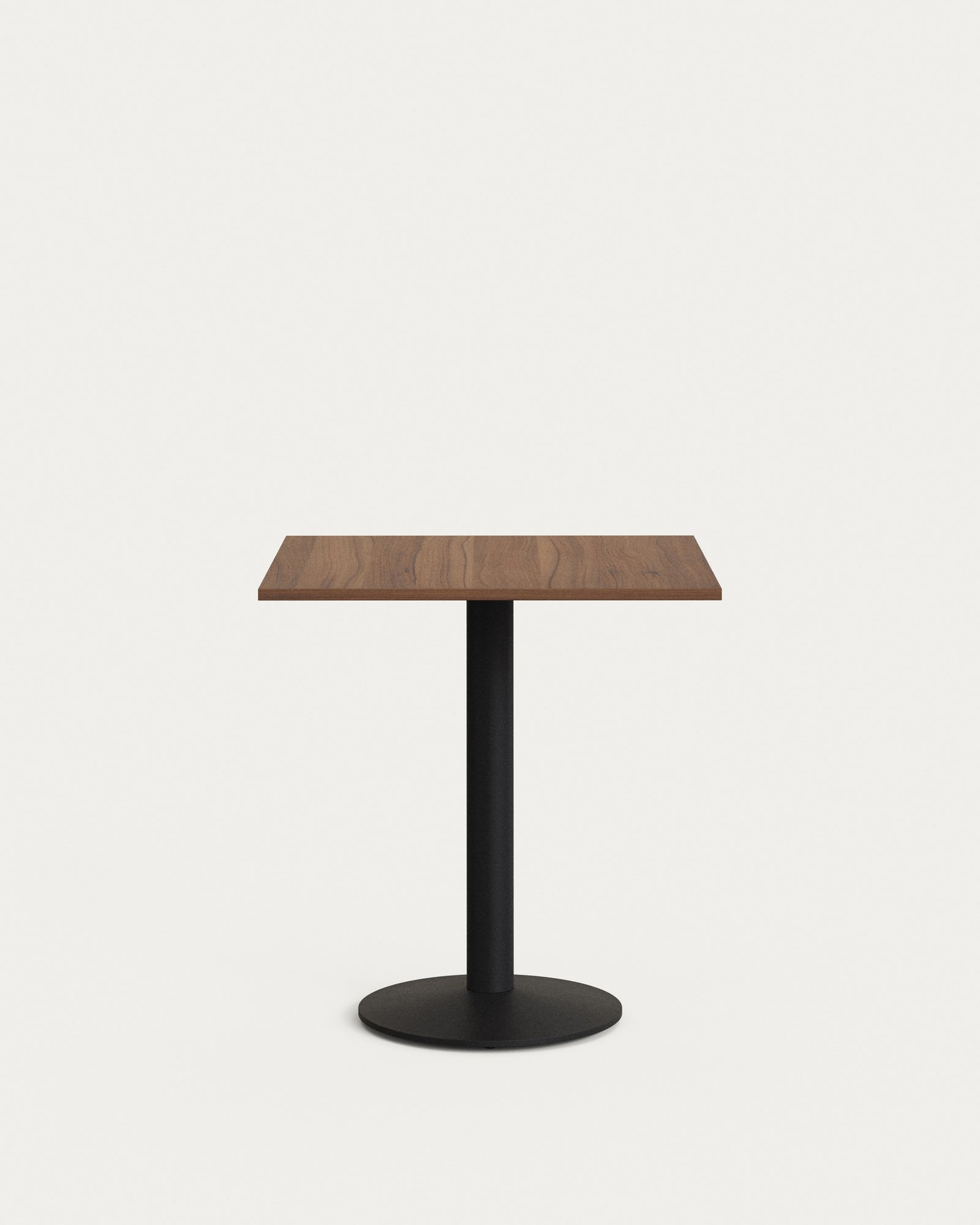 Produktbillede af KAVE HOME Esilda cafébord kvadratisk valnøddefinish melamin og sort metal 70x70 i premium kvalitet