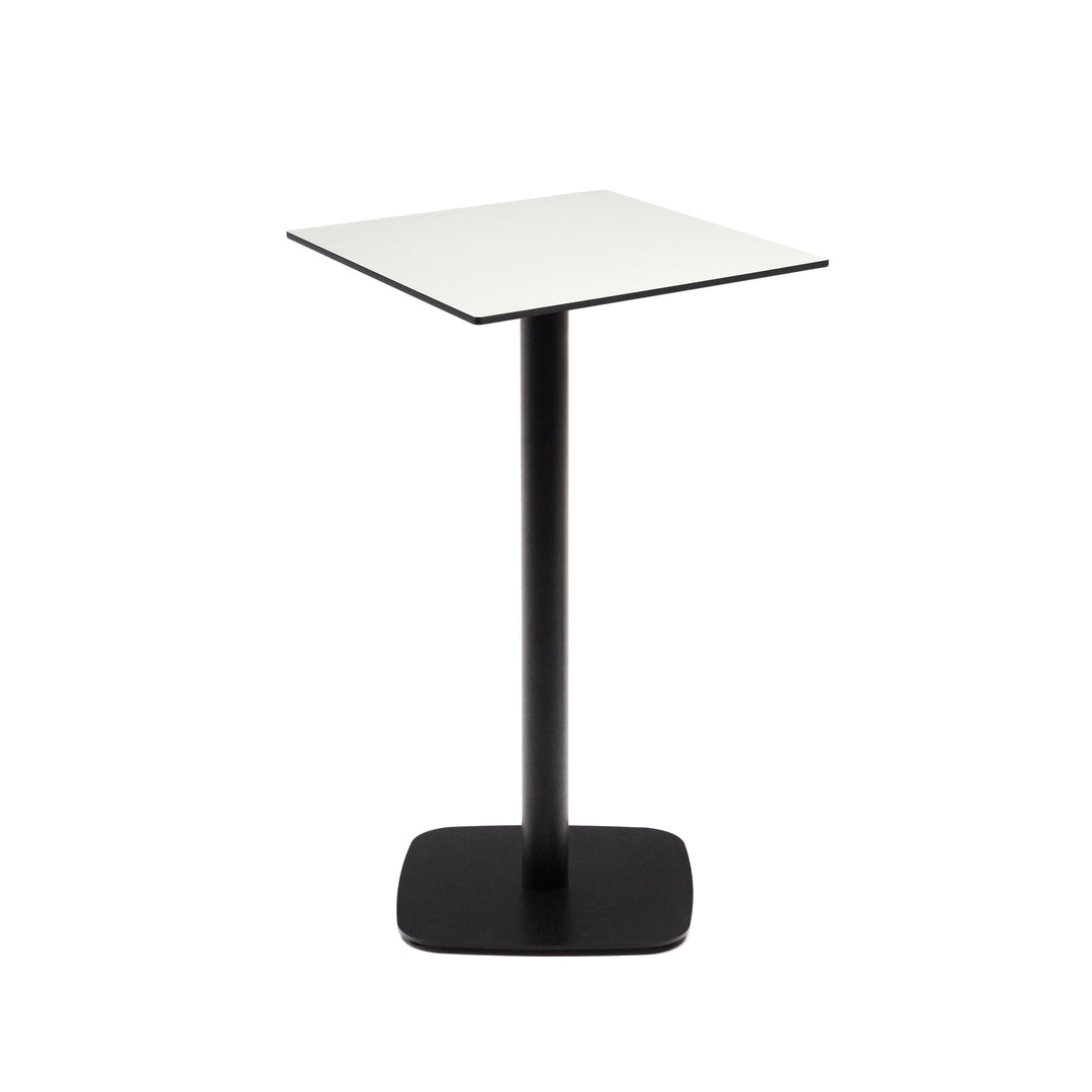 Produktbillede af KAVE HOME Dina højt udendørs barbord kvadratisk hvid HPL og sort metal 60x60x96 i premium kvalitet