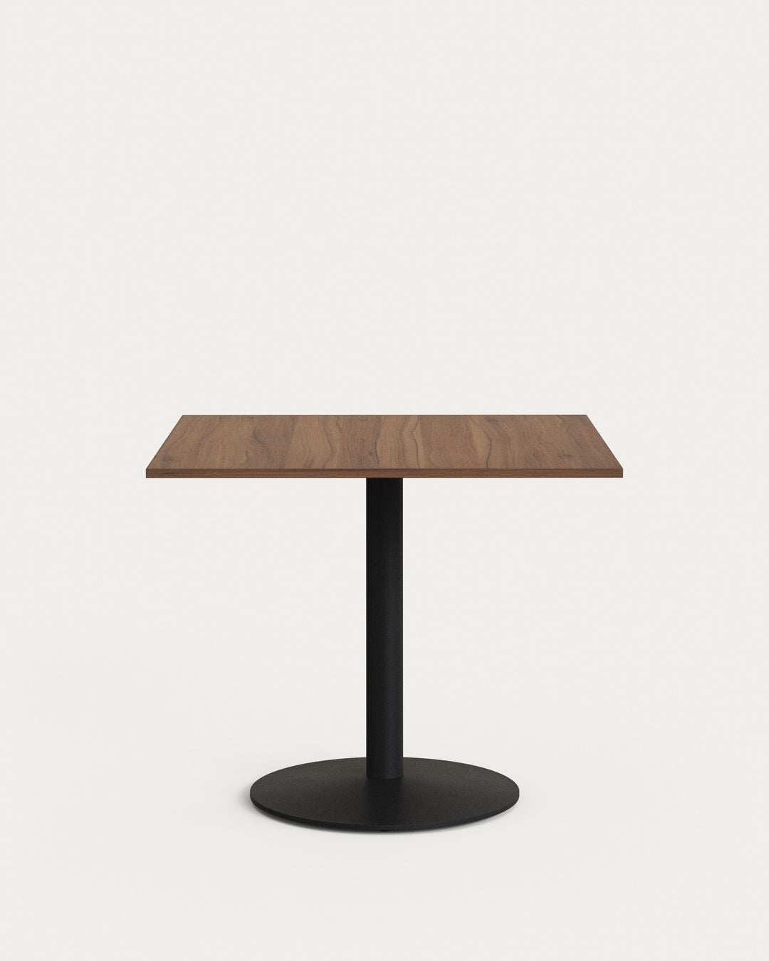 Produktbillede af KAVE HOME Esilda cafébord kvadratisk valnøddefinish melamin og sort metal 90x90 i premium kvalitet