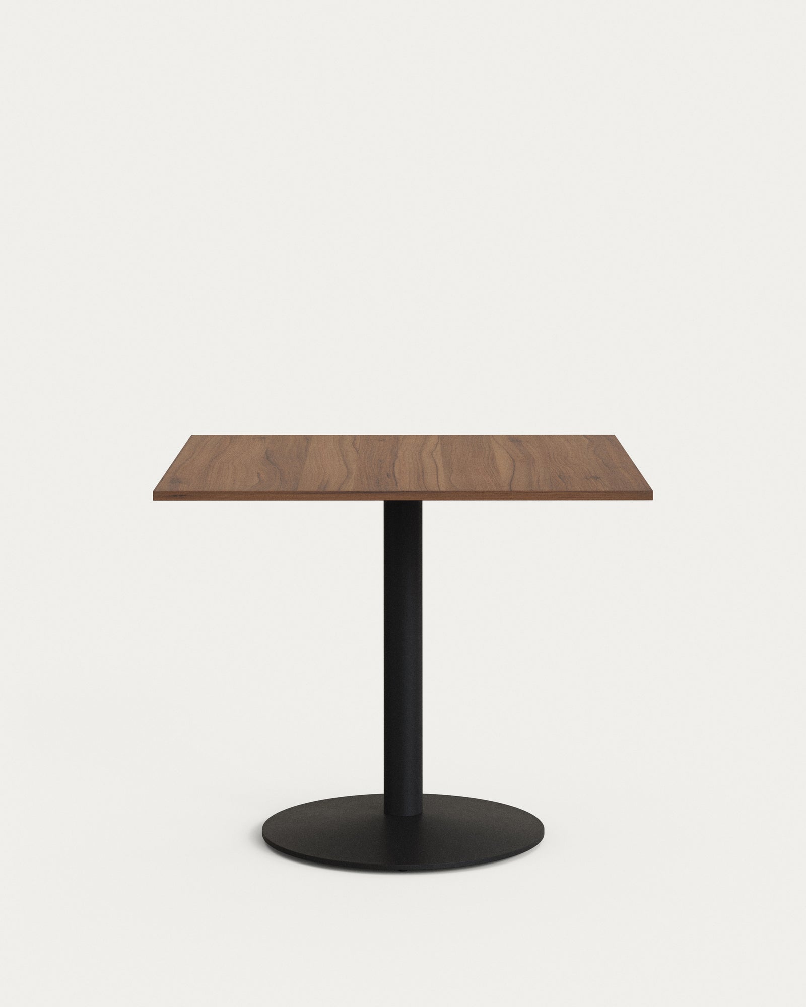 Produktbillede af KAVE HOME Esilda cafébord kvadratisk valnøddefinish melamin og sort metal 90x90 i premium kvalitet