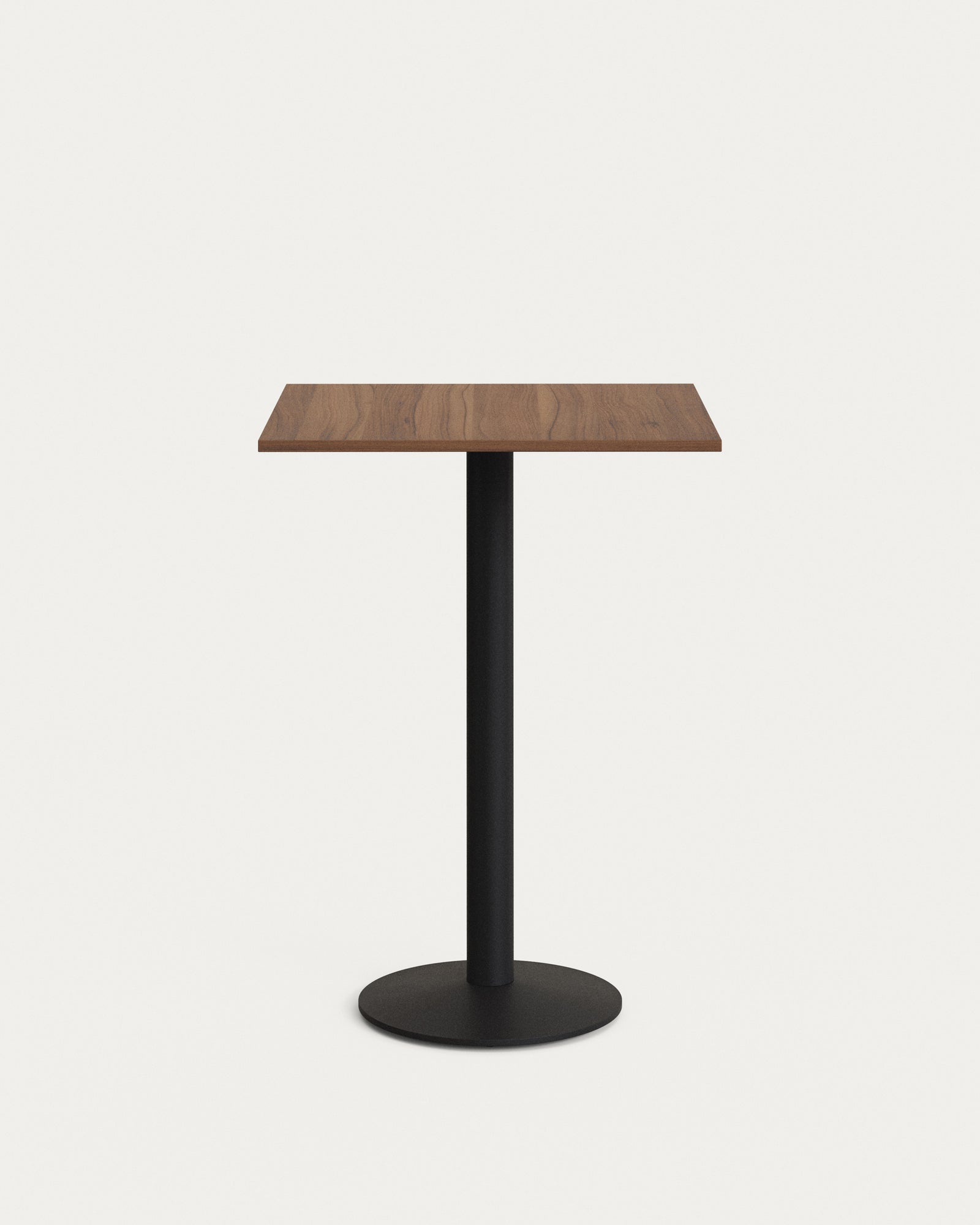 Produktbillede af KAVE HOME Esilda barbord kvadratisk valnøddefinish melamin og sort metal 60x60 i premium kvalitet