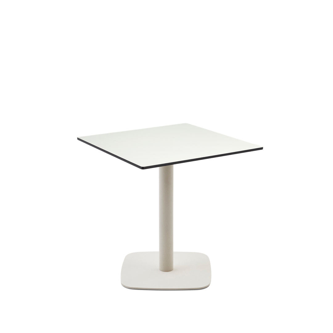 Produktbillede af KAVE HOME Dina havebord kvadratisk hvid HPL og hvid metal 68x68x70 i premium kvalitet