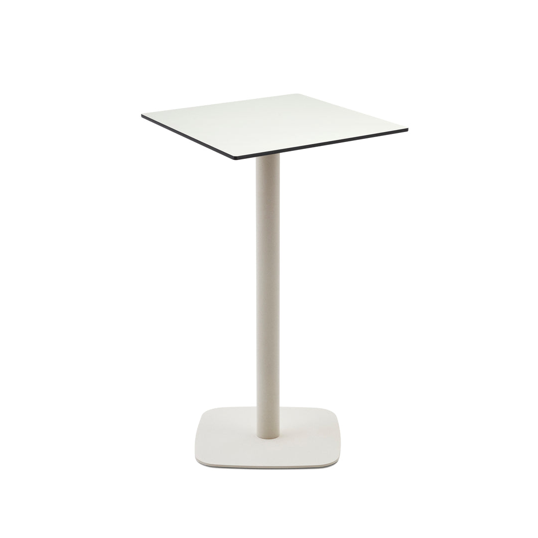 Produktbillede af KAVE HOME Dina højt udendørs barbord kvadratisk hvid HPL og hvid metal 60x60x96 i premium kvalitet