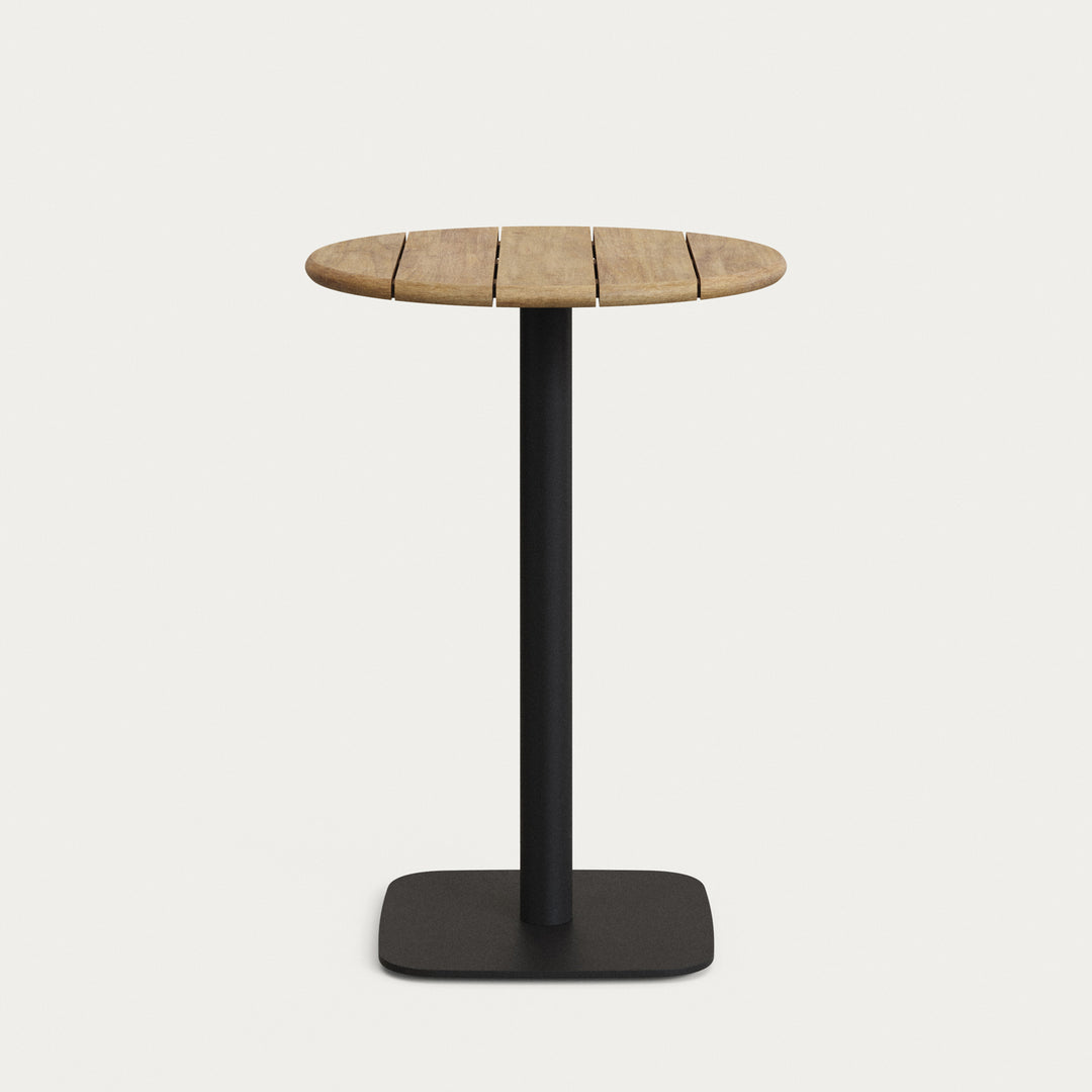Produktbillede af KAVE HOME Saura udendørs høj barbord firkantet fod natur akacie og sort metal Ø70x99 i premium kvalitet