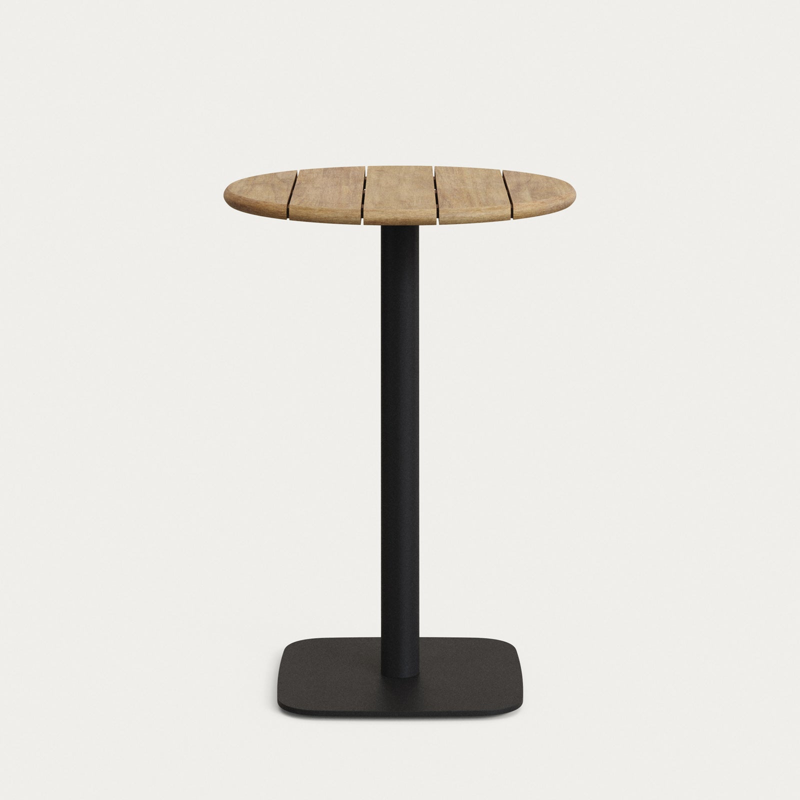 Produktbillede af KAVE HOME Saura udendørs høj barbord firkantet fod natur akacie og sort metal Ø70x99 i premium kvalitet