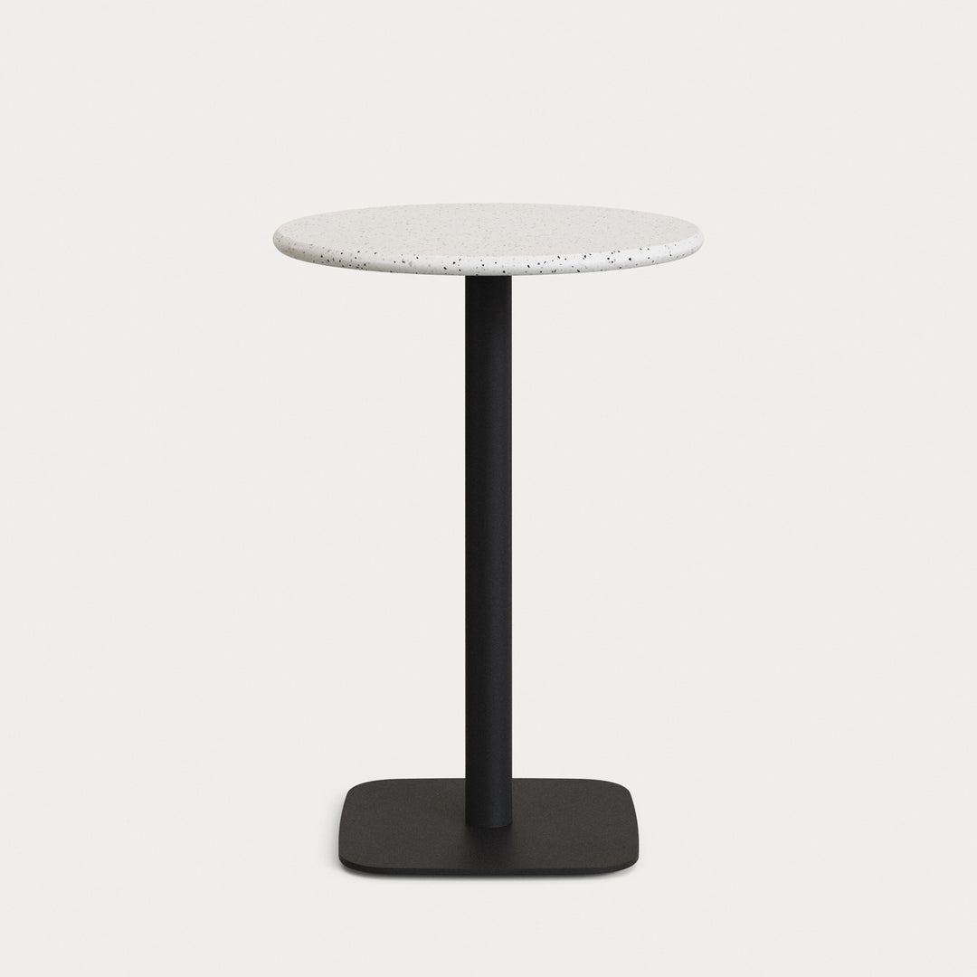 KAVE HOME Saura udendørs høj barbord firkantet fod hvid terrazzo og sort metal Ø70x99
