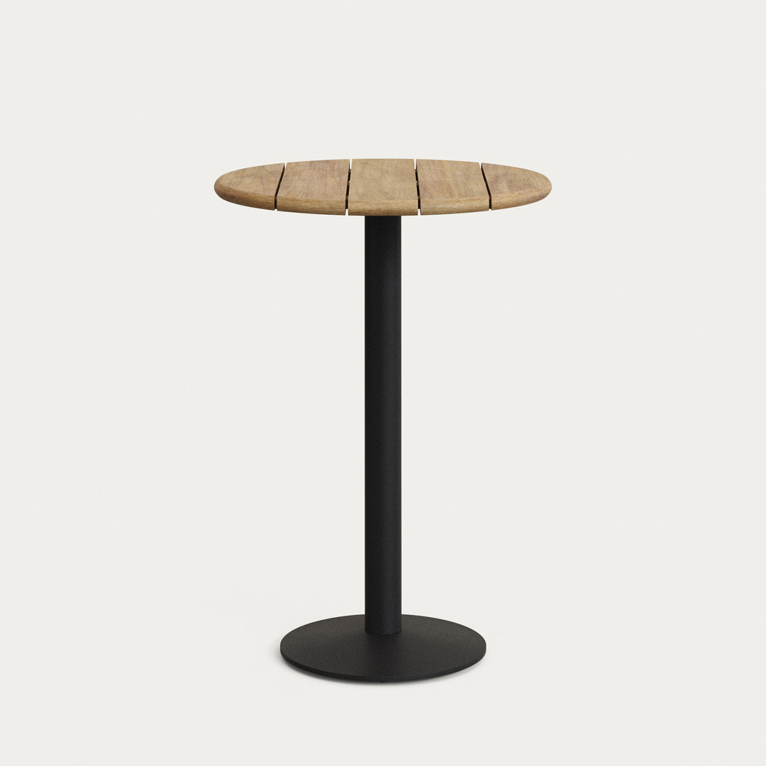 Produktbillede af KAVE HOME Saura udendørs høj barbord rund natur akacie og sort stål Ø70x99 i premium kvalitet