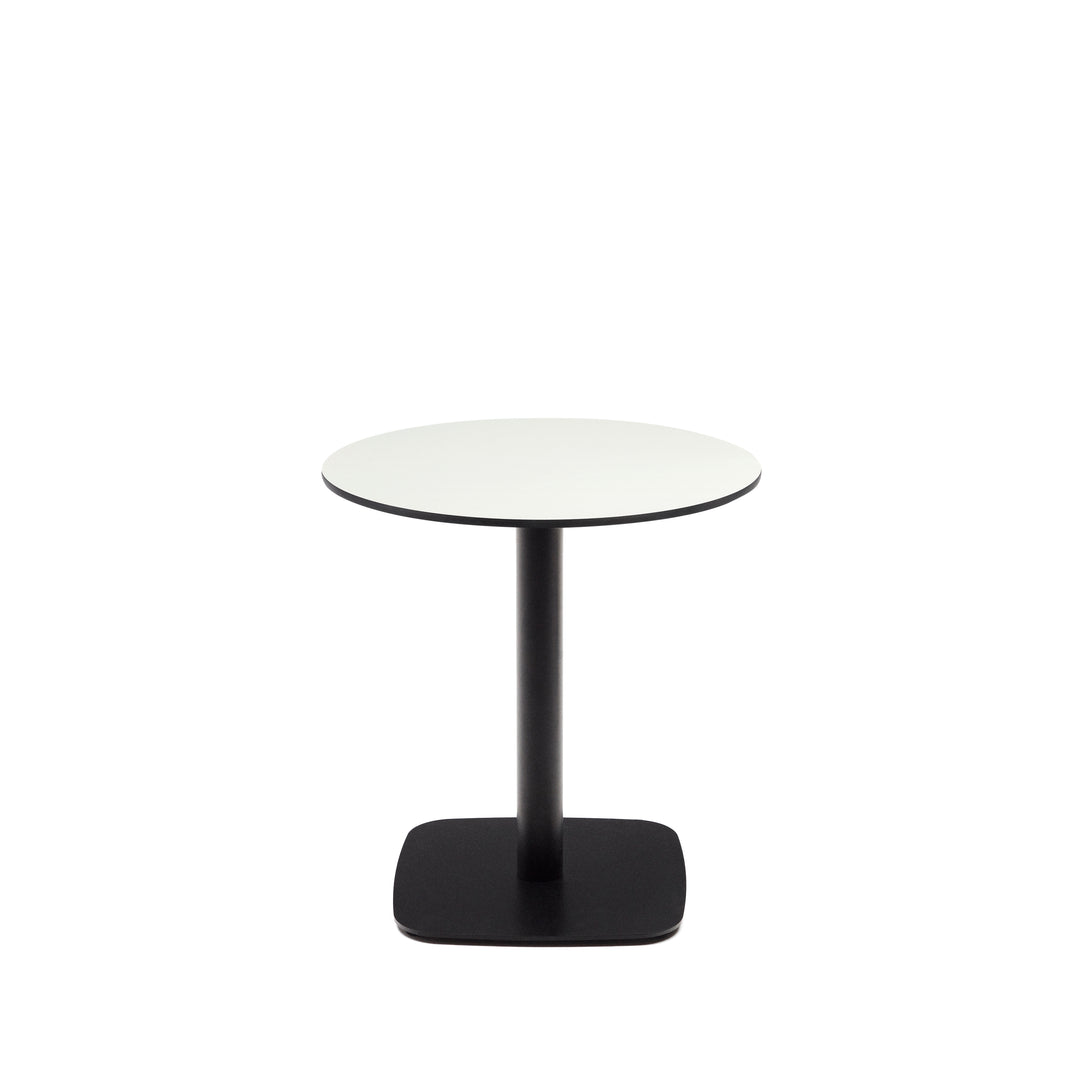 Produktbillede af KAVE HOME Dina havebord rund hvid HPL og sort metal Ø68x70 i premium kvalitet