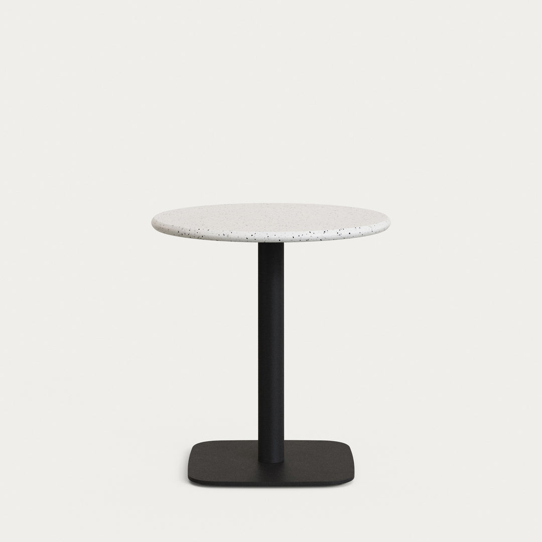 KAVE HOME Saura haverbord rund hvid terrazzo og sort metal Ø70x74