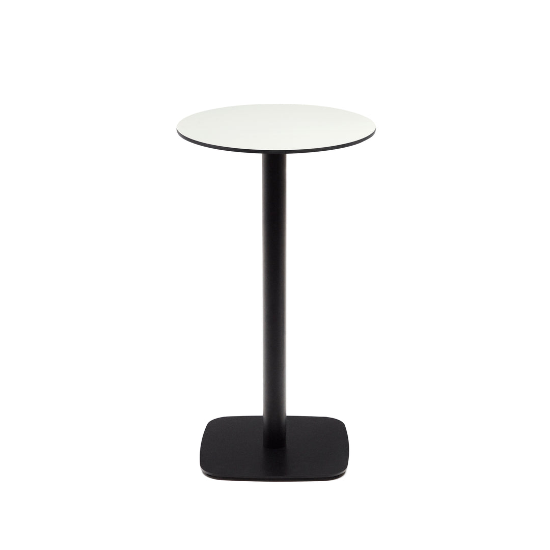 Produktbillede af KAVE HOME Dina højt udendørs barbord rund hvid HPL og sort metal Ø60x96 i premium kvalitet