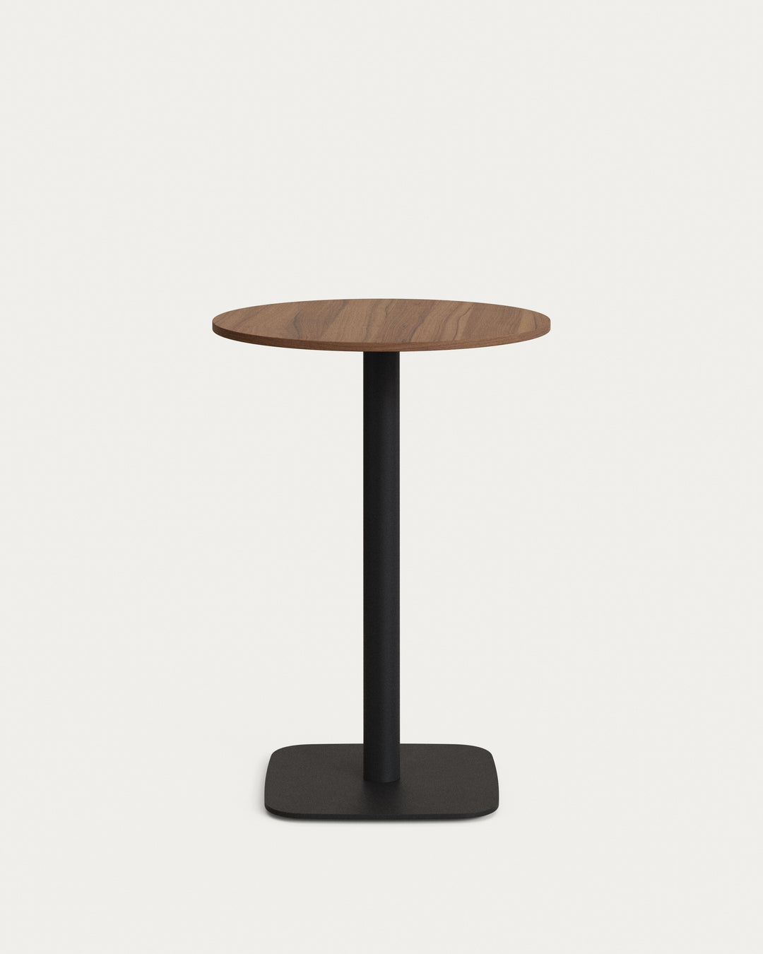 Produktbillede af KAVE HOME Dina barbord rund valnøddefinish melamin og sort metal Ø60 i premium kvalitet