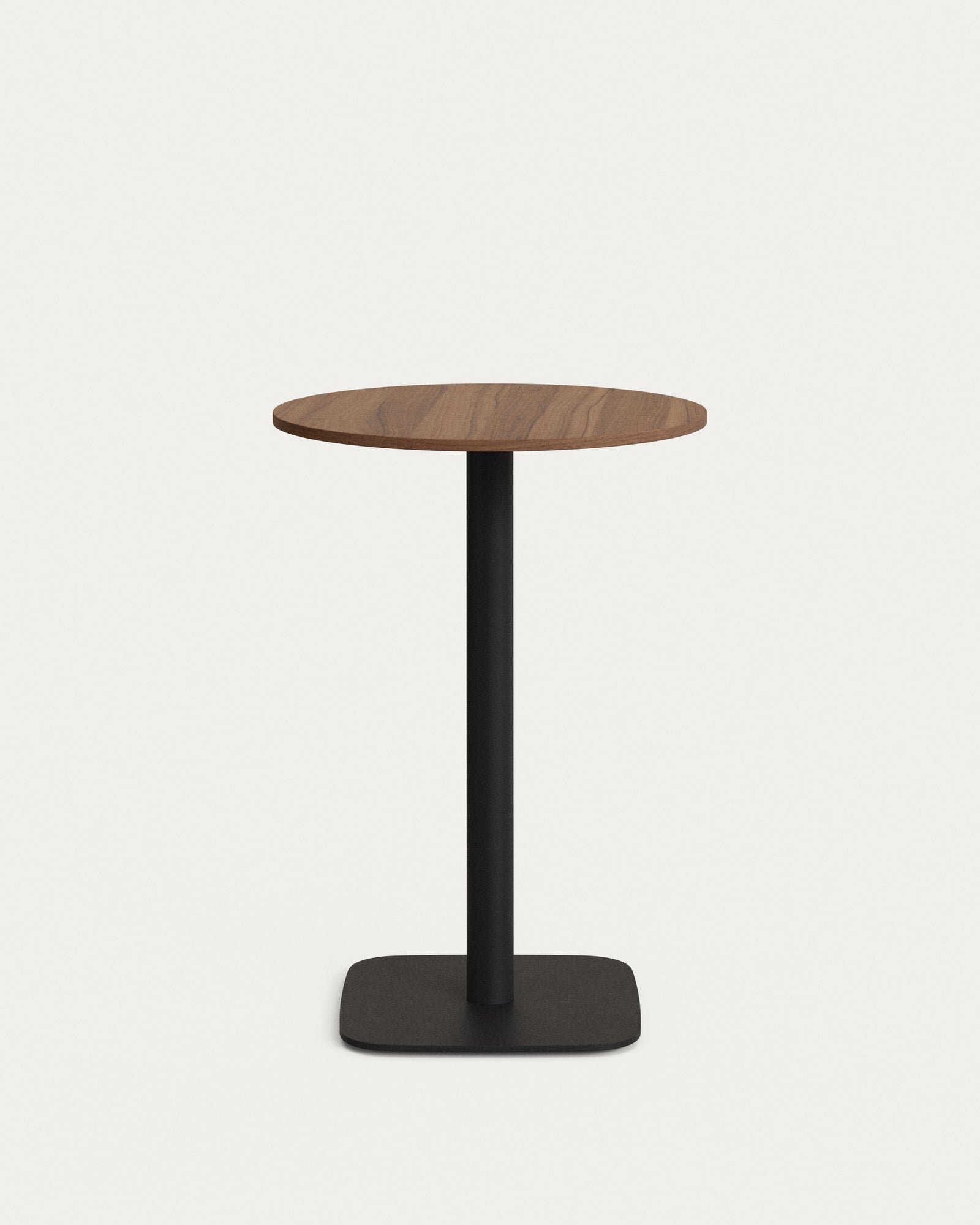 Produktbillede af KAVE HOME Dina barbord rund valnøddefinish melamin og sort metal Ø60 i premium kvalitet