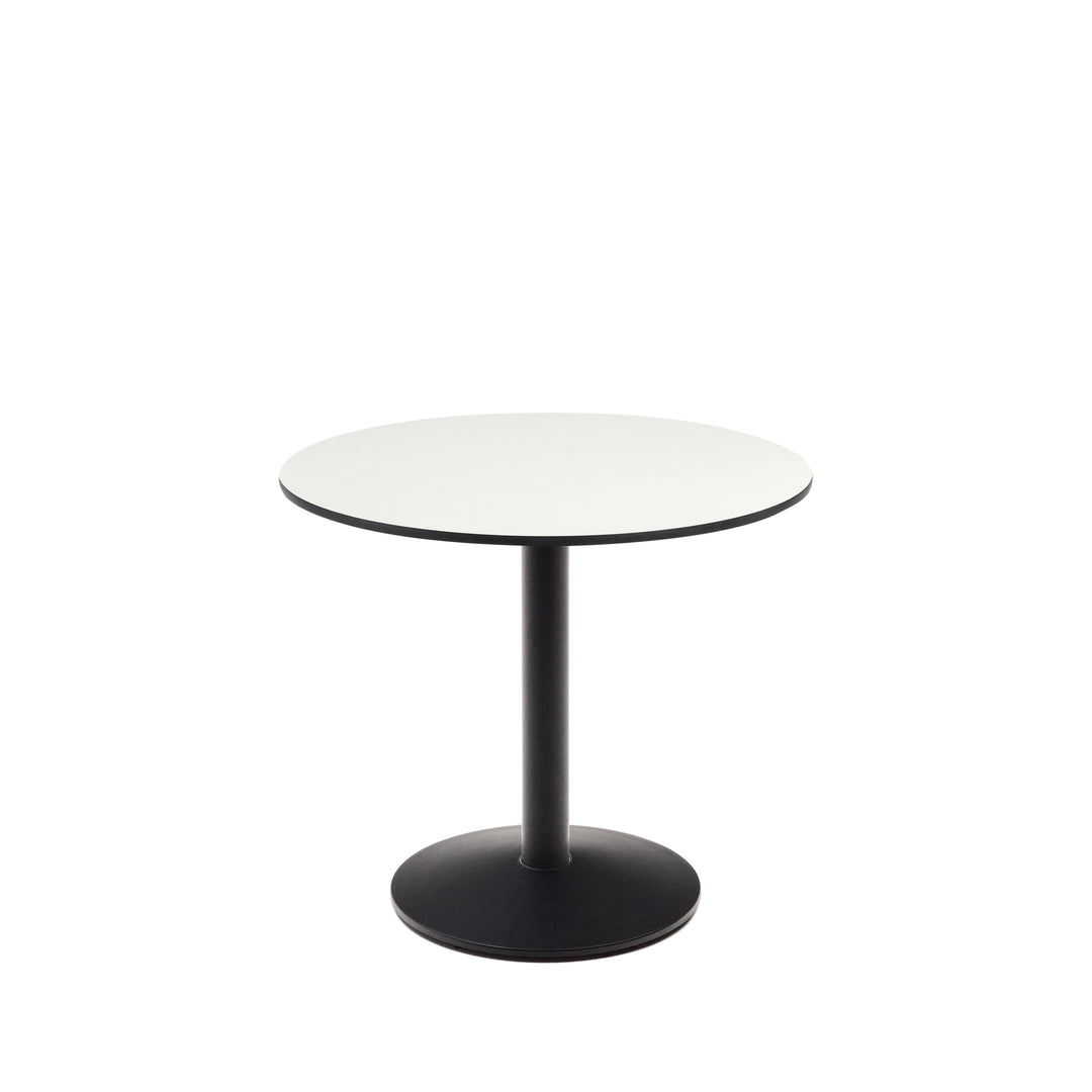 Produktbillede af KAVE HOME Esilda havebord rund hvid HPL og sort stål Ø90 i premium kvalitet