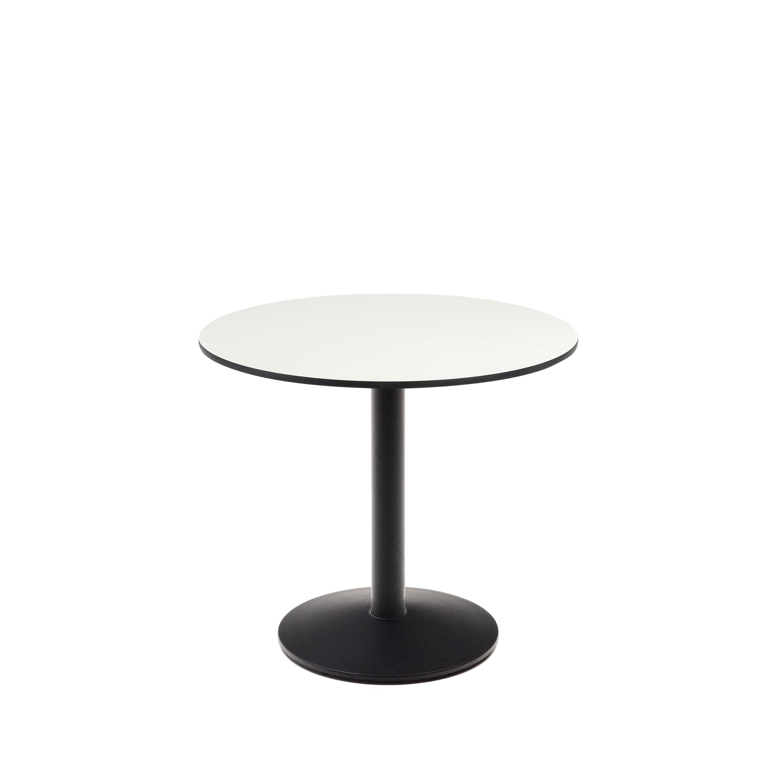 Produktbillede af KAVE HOME Esilda havebord rund hvid HPL og sort stål Ø90 i premium kvalitet
