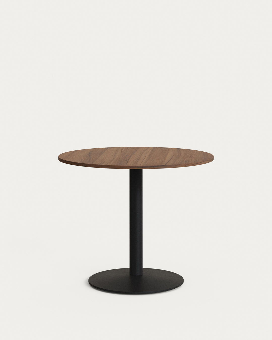 Produktbillede af KAVE HOME Esilda cafébord rund valnøddefinish melamin og sort metal Ø90 i premium kvalitet