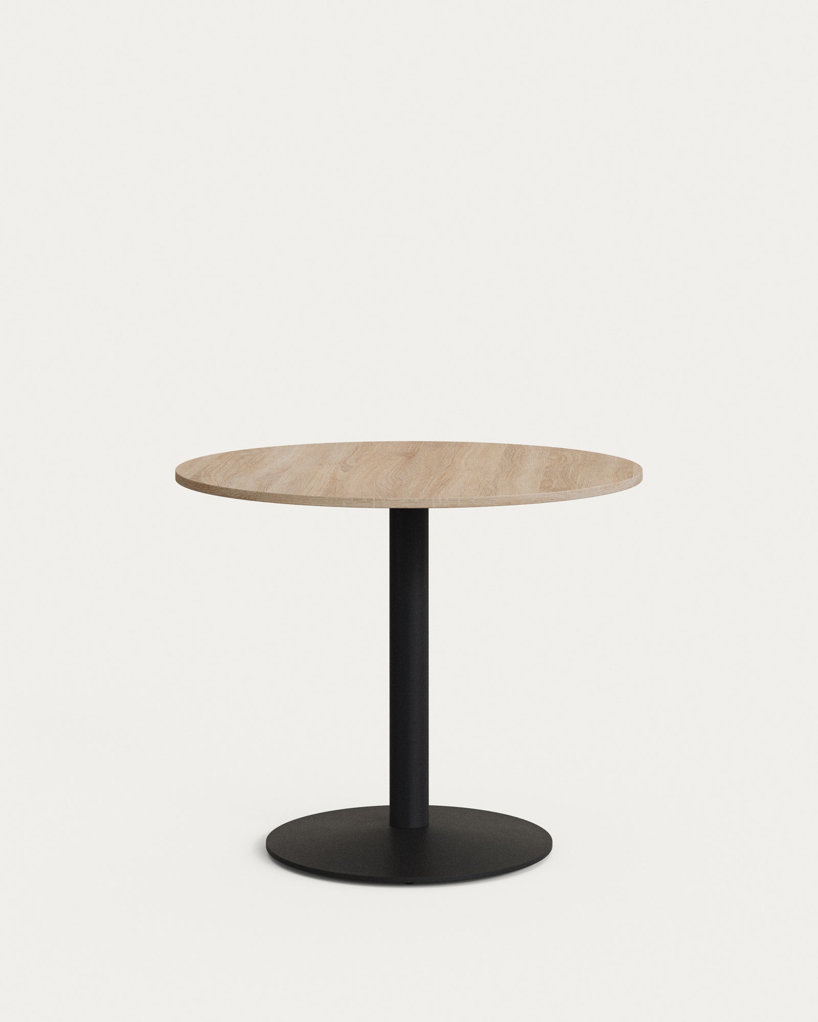 Produktbillede af KAVE HOME Esilda cafébord rund naturfinish melamin og sort metal Ø90 i premium kvalitet