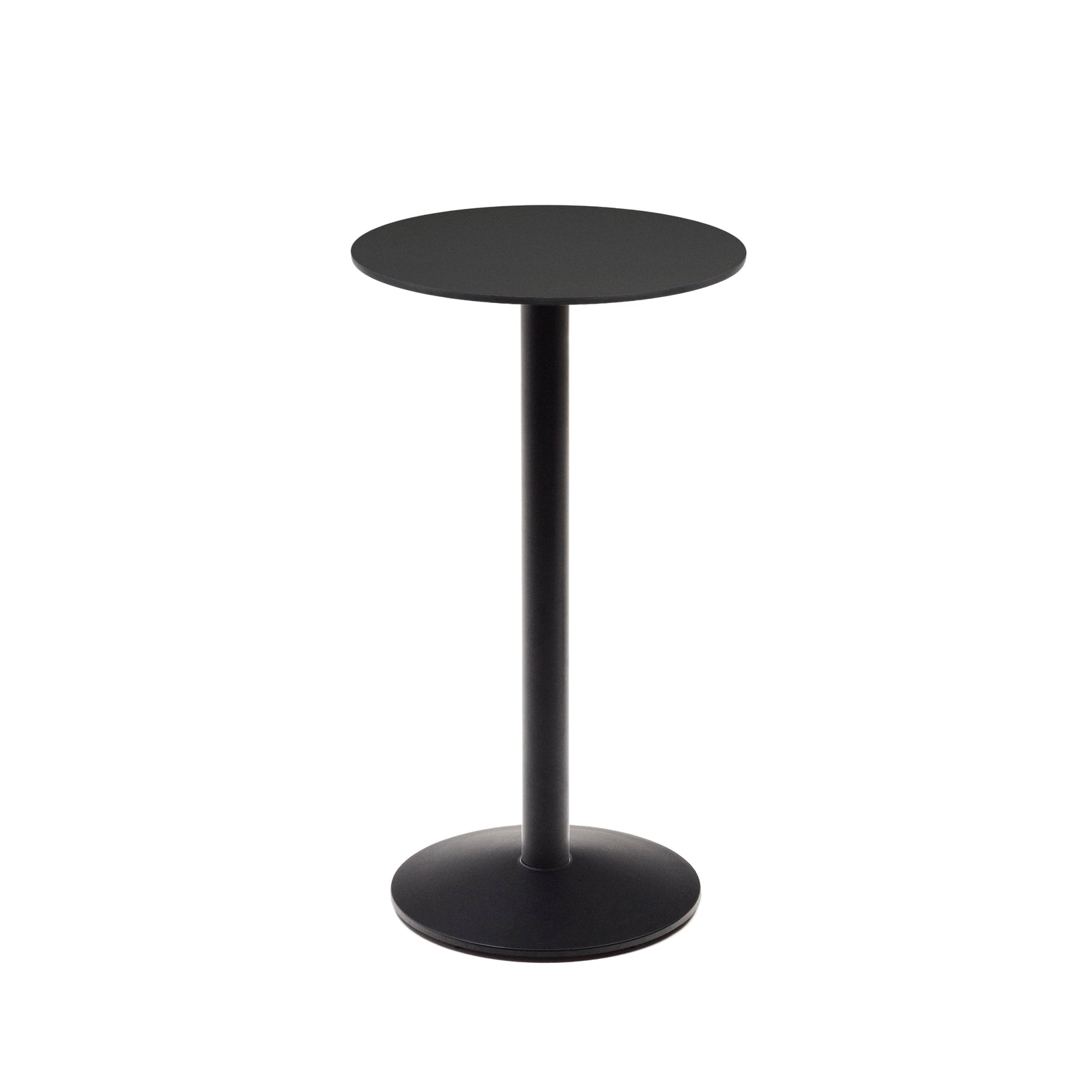 Produktbillede af KAVE HOME Esilda højt udendørs barbord rund sort HPL og sort metal Ø60x96 i premium kvalitet