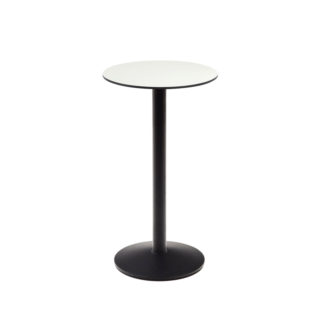 Produktbillede af KAVE HOME Esilda højt udendørs barbord rund hvid HPL og sort metal Ø60x96 i premium kvalitet
